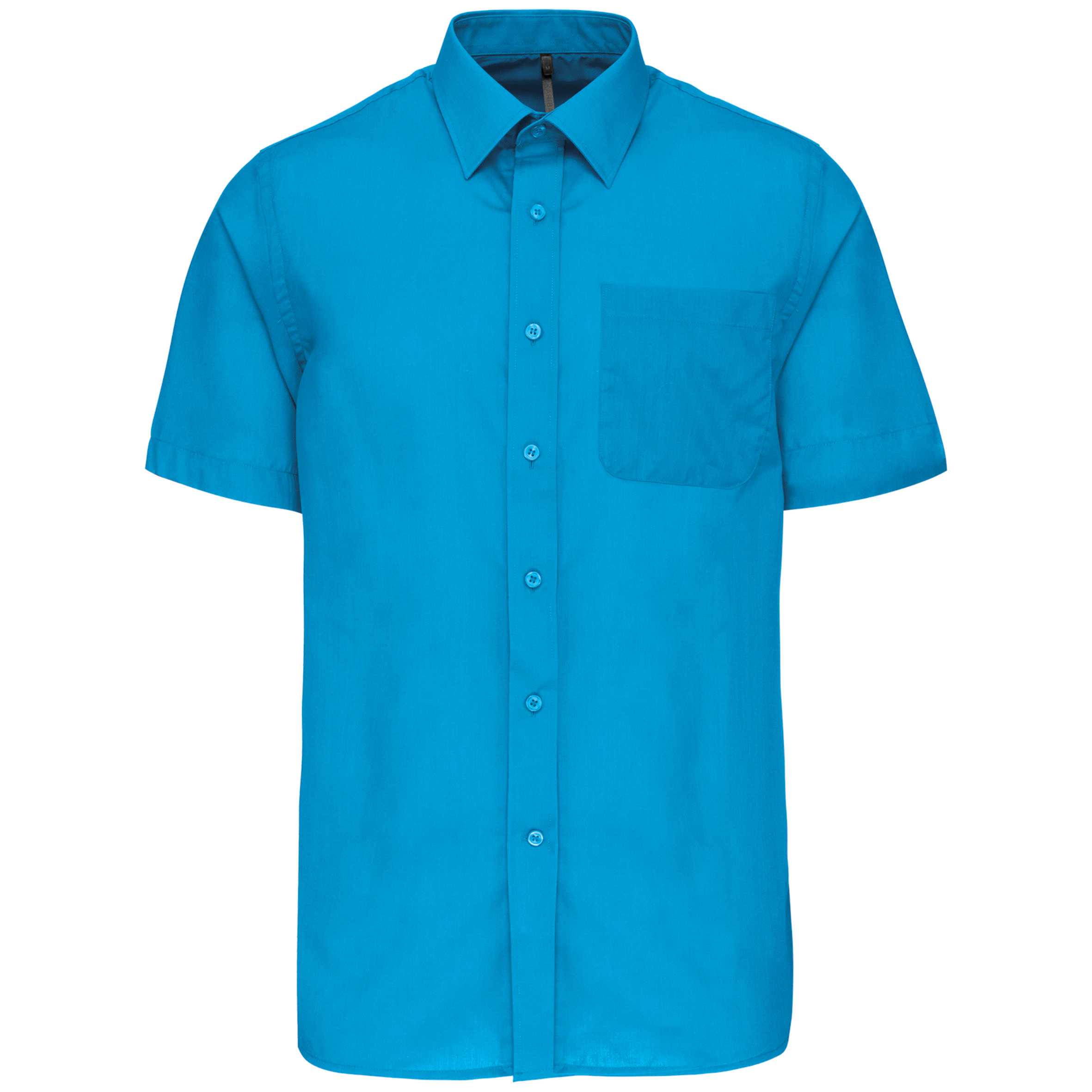 Camisa popelina de polialgodón manga corta de fácil cuidado hombre Bright Turquoise