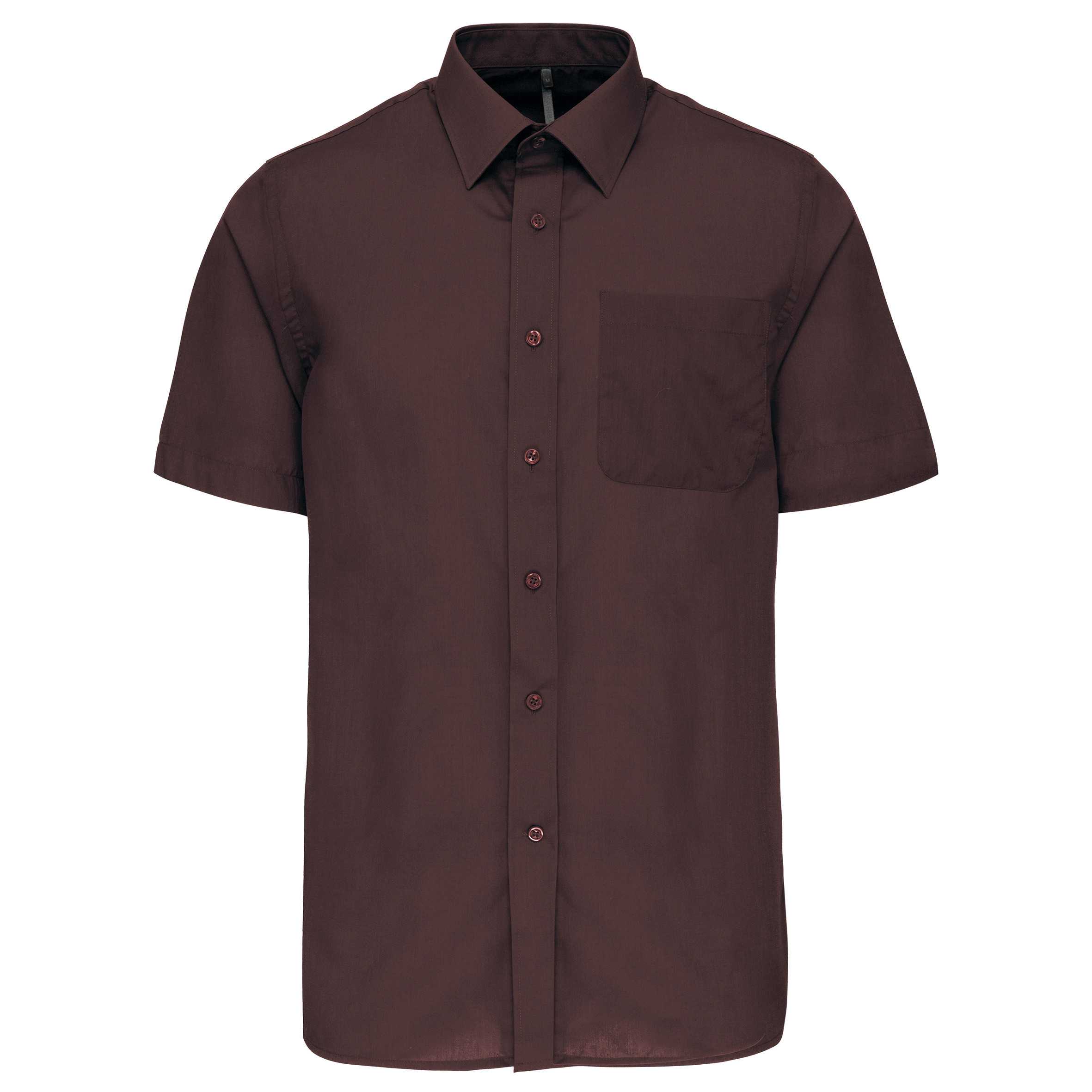 Camisa popelina de polialgodón manga corta de fácil cuidado hombre Brown