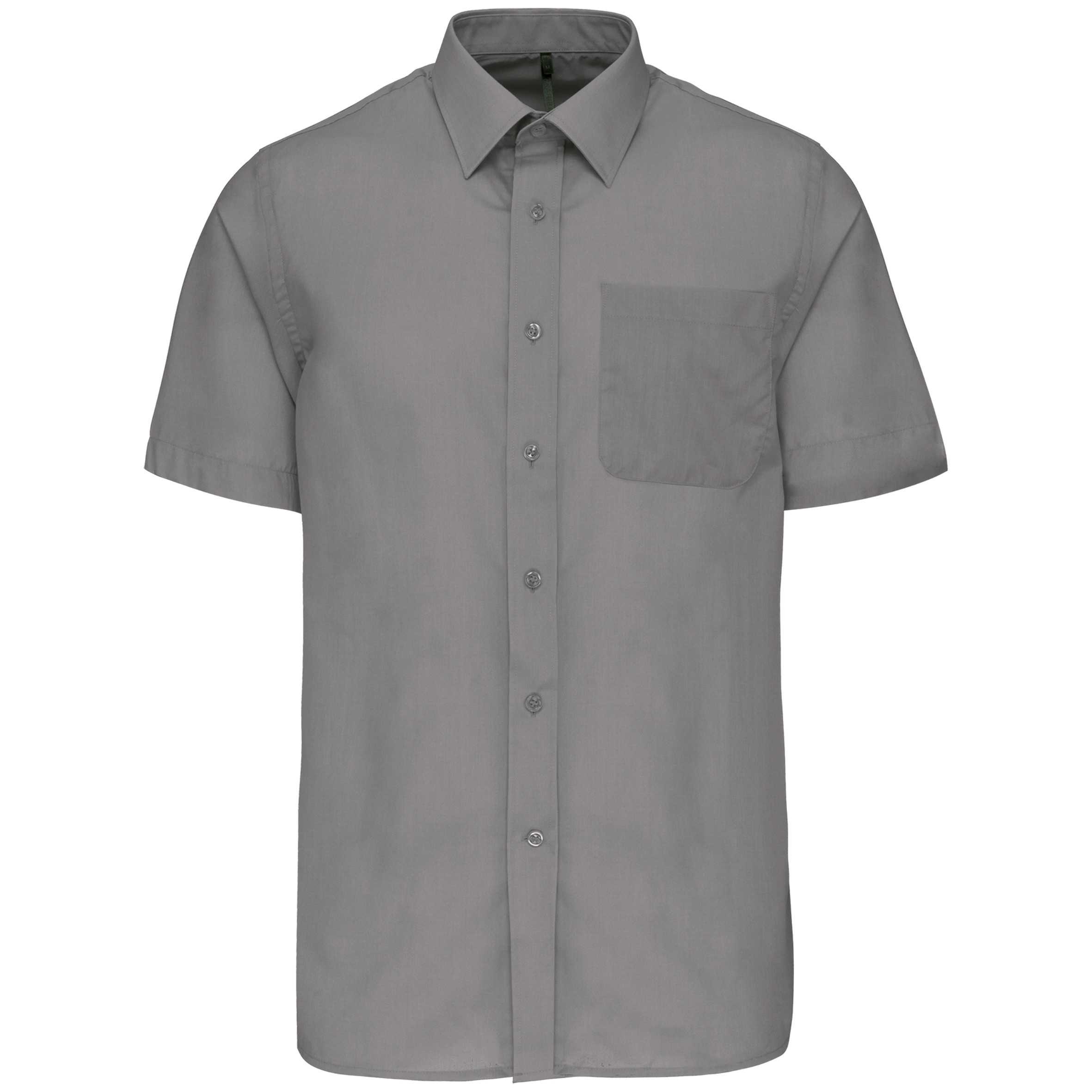 Camisa popelina de polialgodón manga corta de fácil cuidado hombre Silver