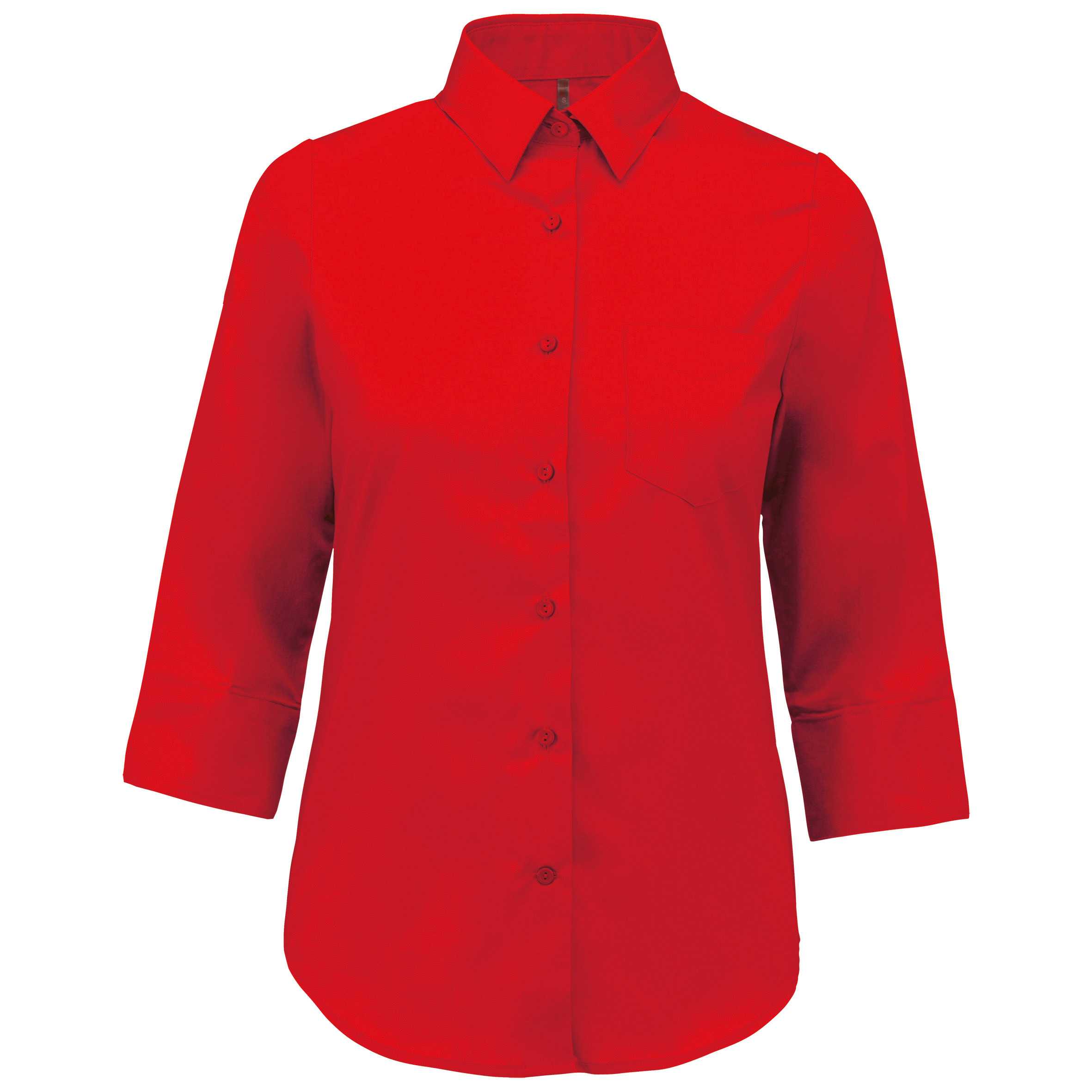Camisa popelina de polialgodón manga 3/4 de fácil cuidado mujer Classic Red