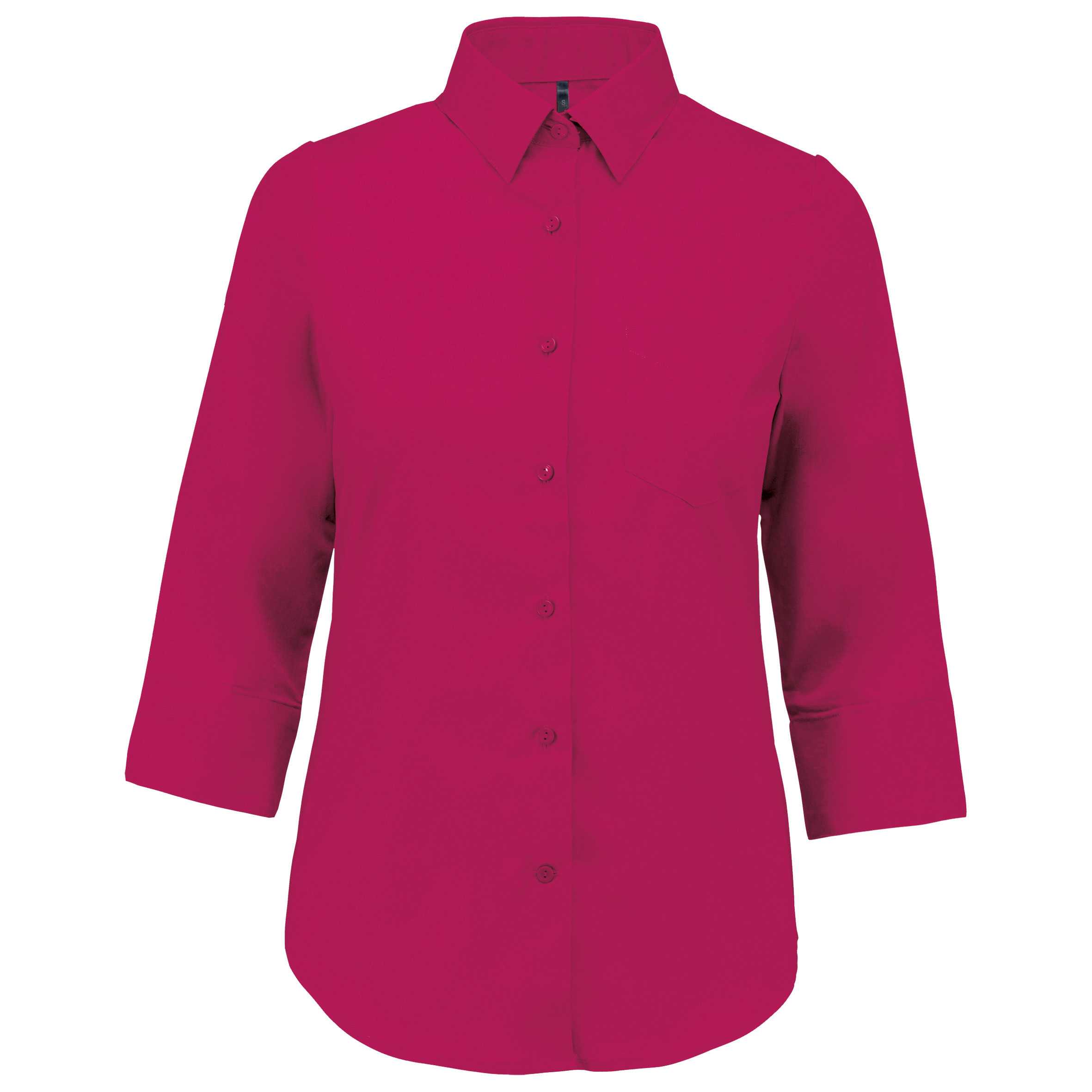 Camisa popelina de polialgodón manga 3/4 de fácil cuidado mujer Fuchsia