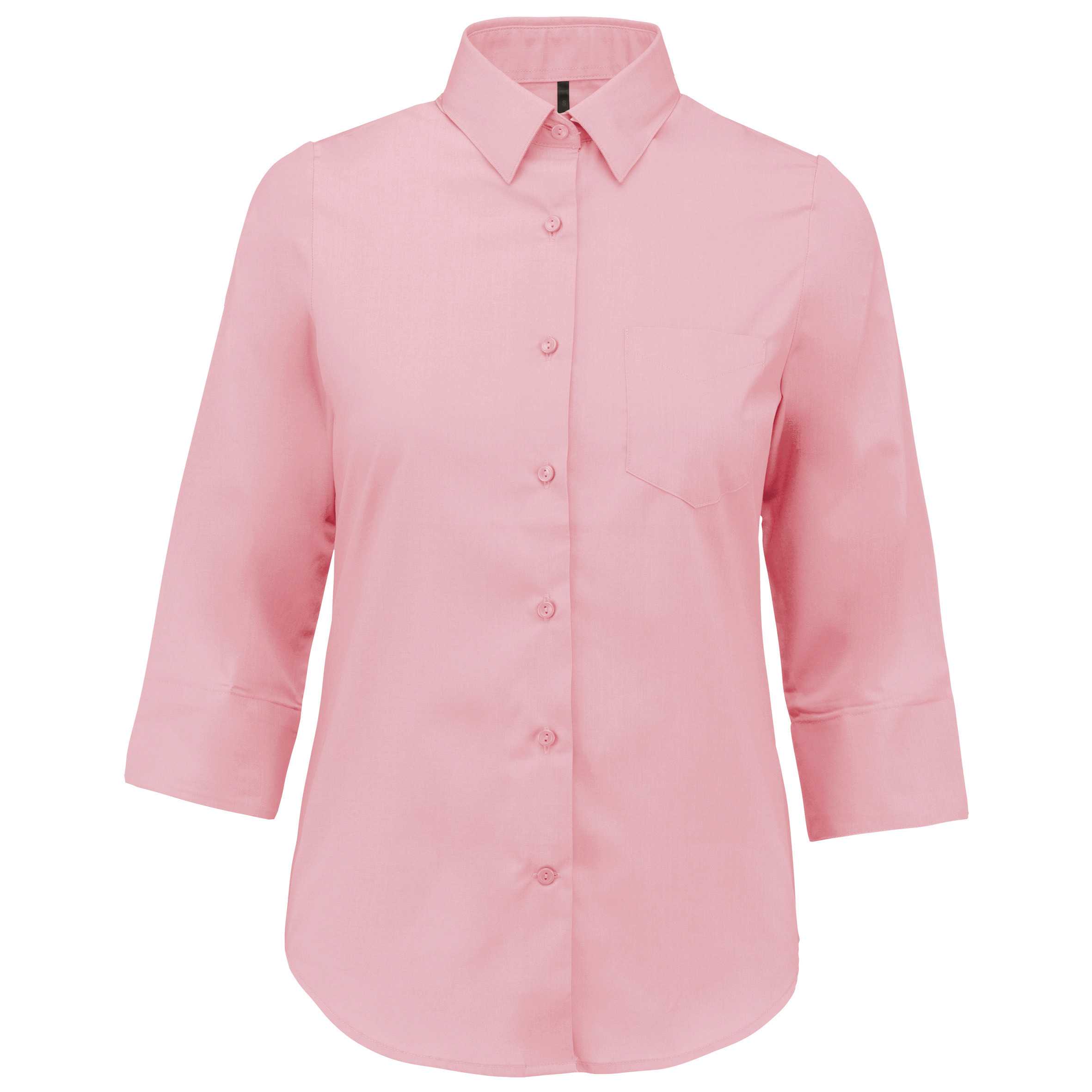 Camisa popelina de polialgodón manga 3/4 de fácil cuidado mujer Pale Pink