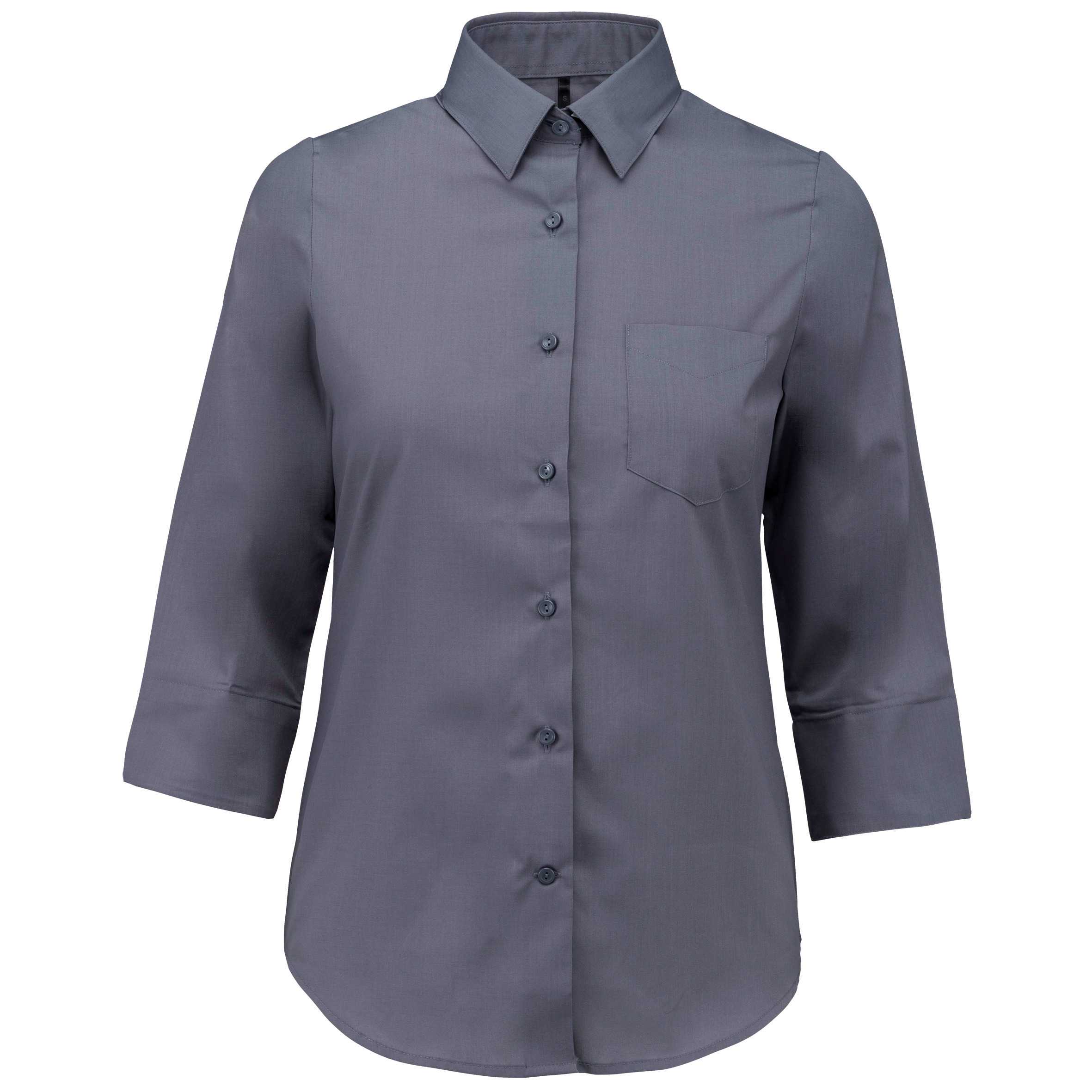 Camisa popelina de polialgodón manga 3/4 de fácil cuidado mujer Urban Grey