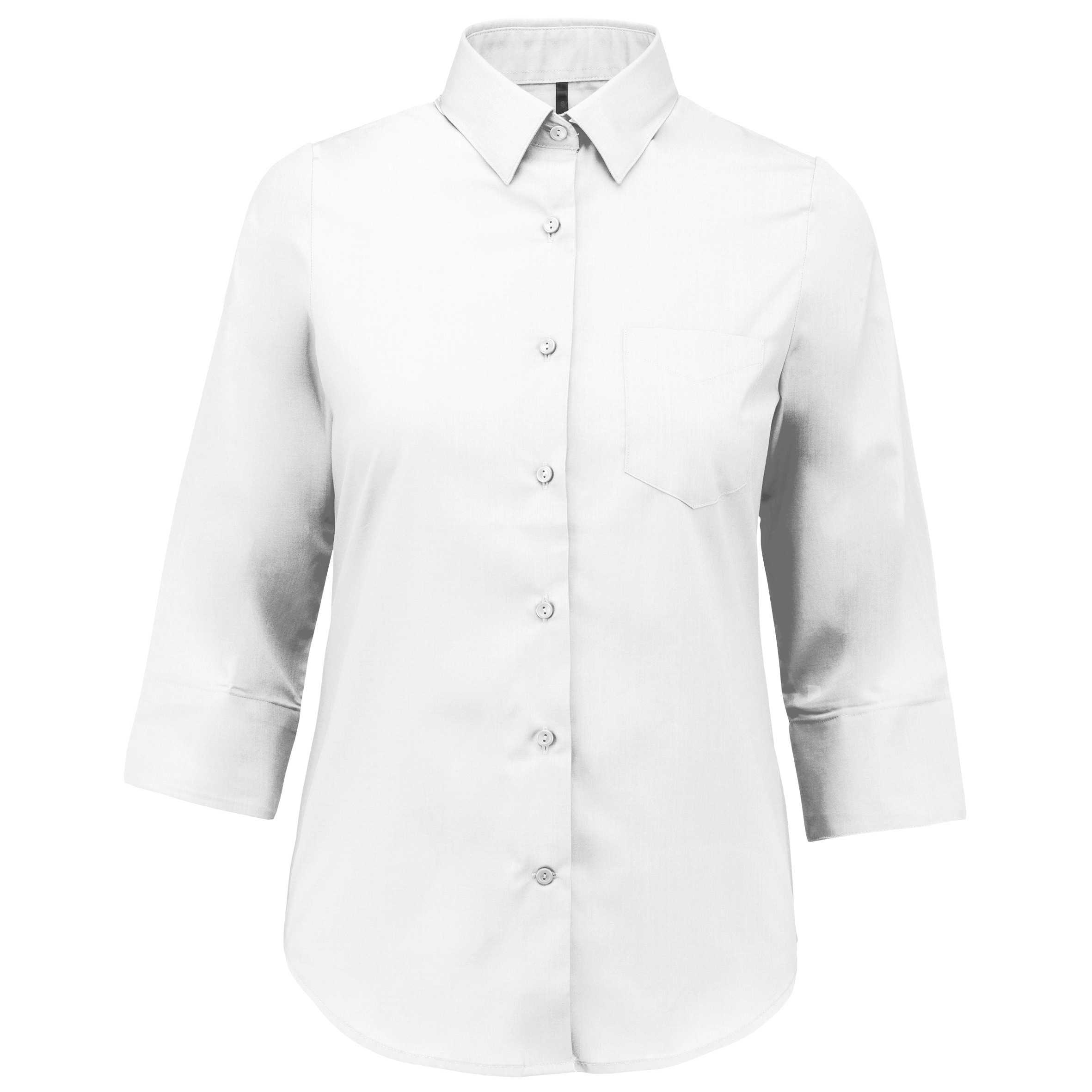 Camisa popelina de polialgodón manga 3/4 de fácil cuidado mujer White