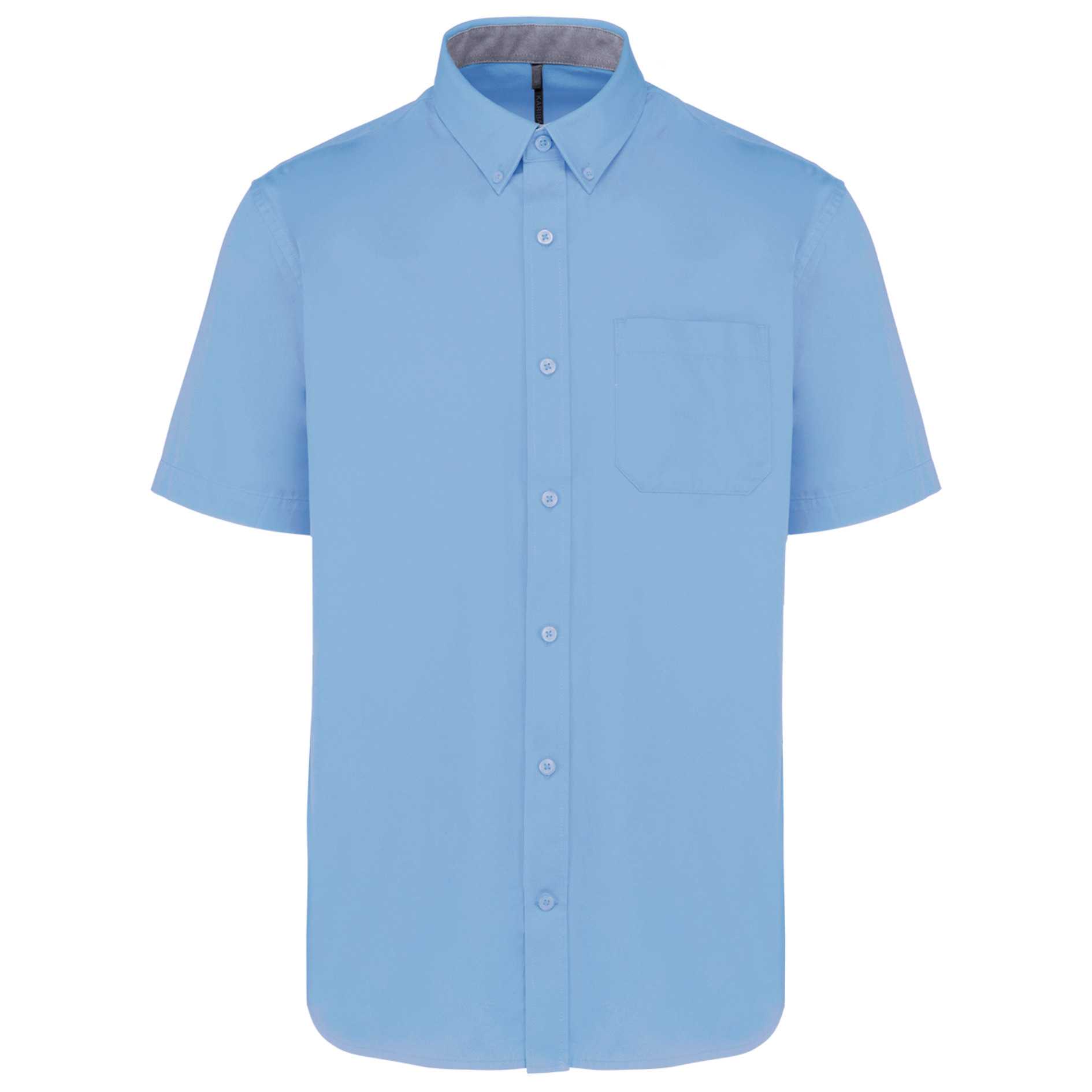 Camisa de algodón Ariana III manga corta hombre Sky Blue