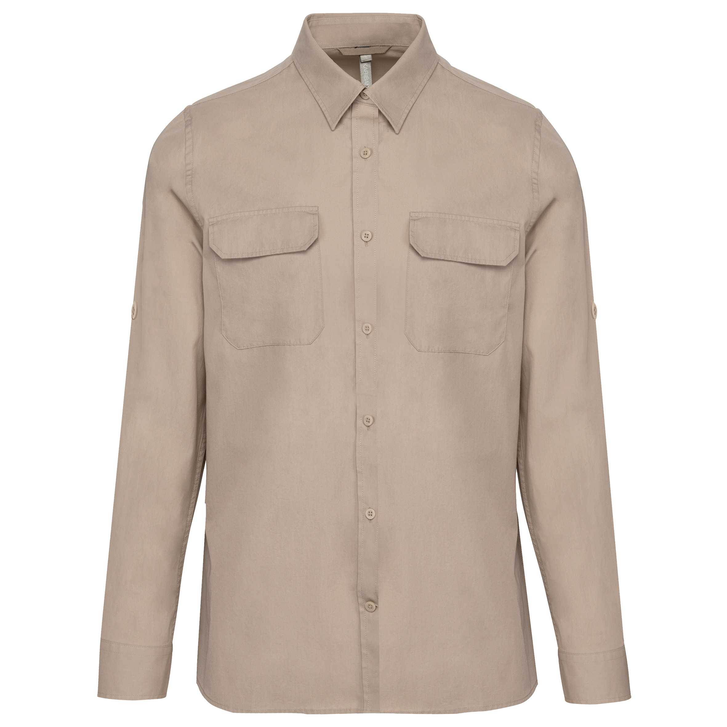 Camisa Safari manga larga hombre Beige