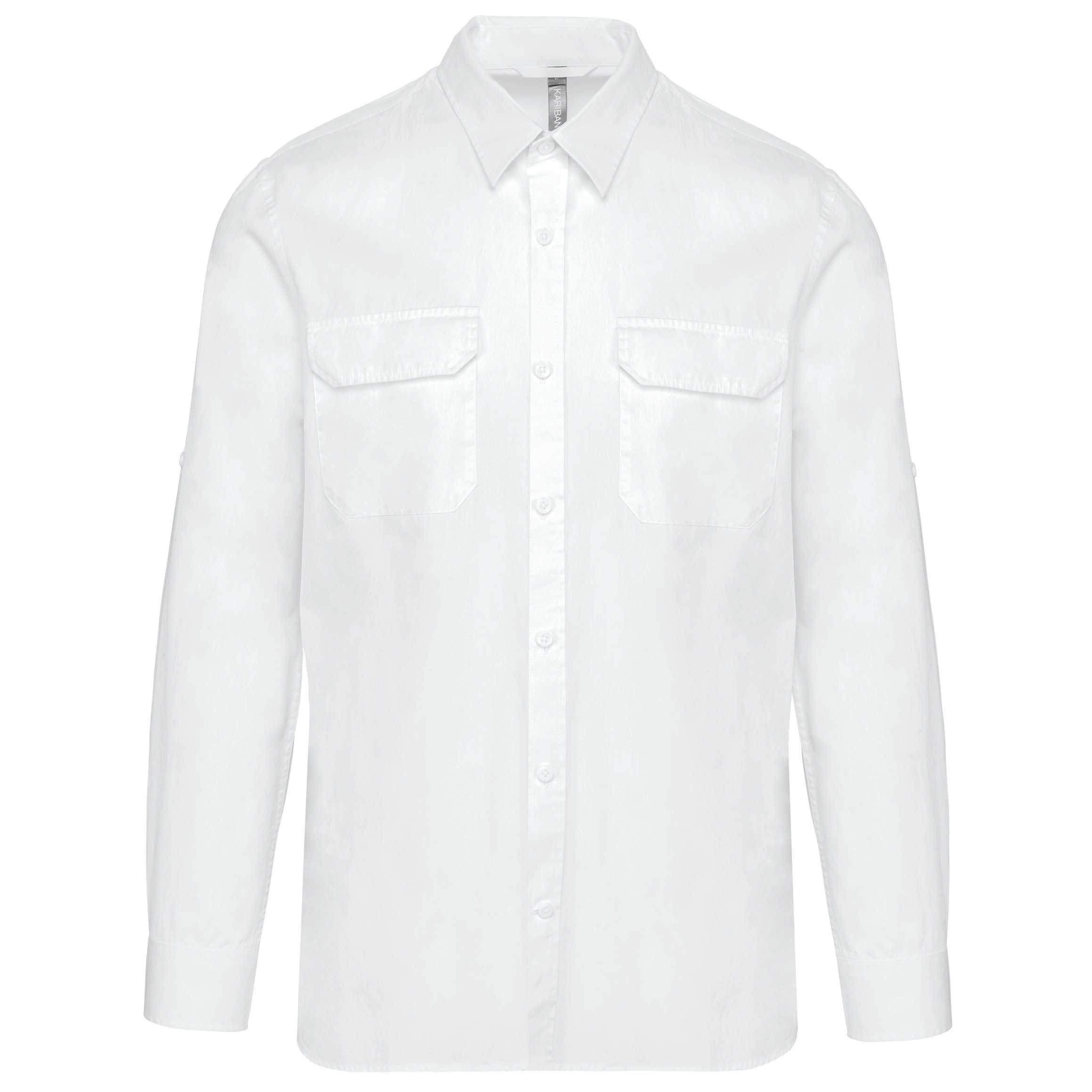 Camisa Safari manga larga hombre White