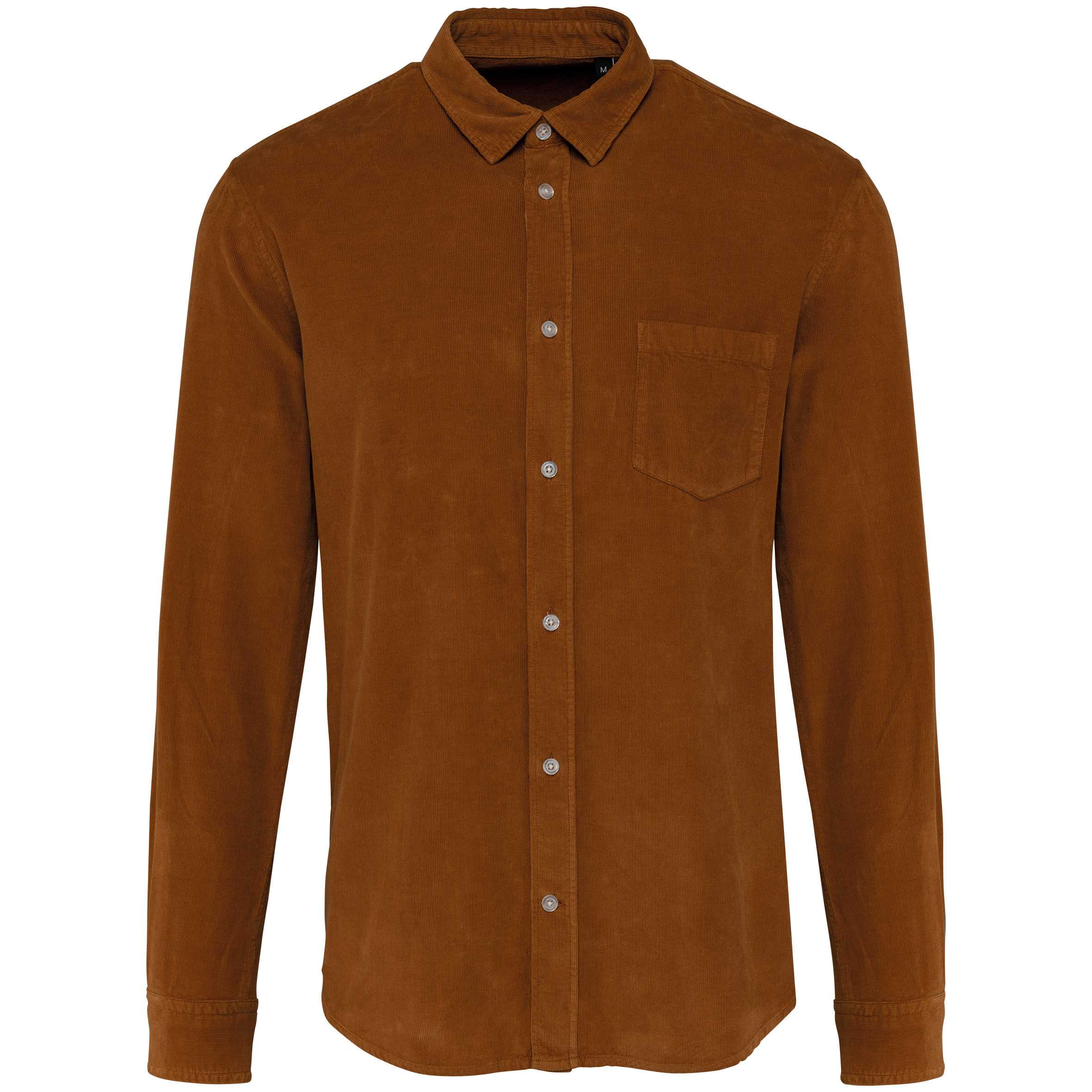 Camisa de pana manga larga hombre Washed Brandy