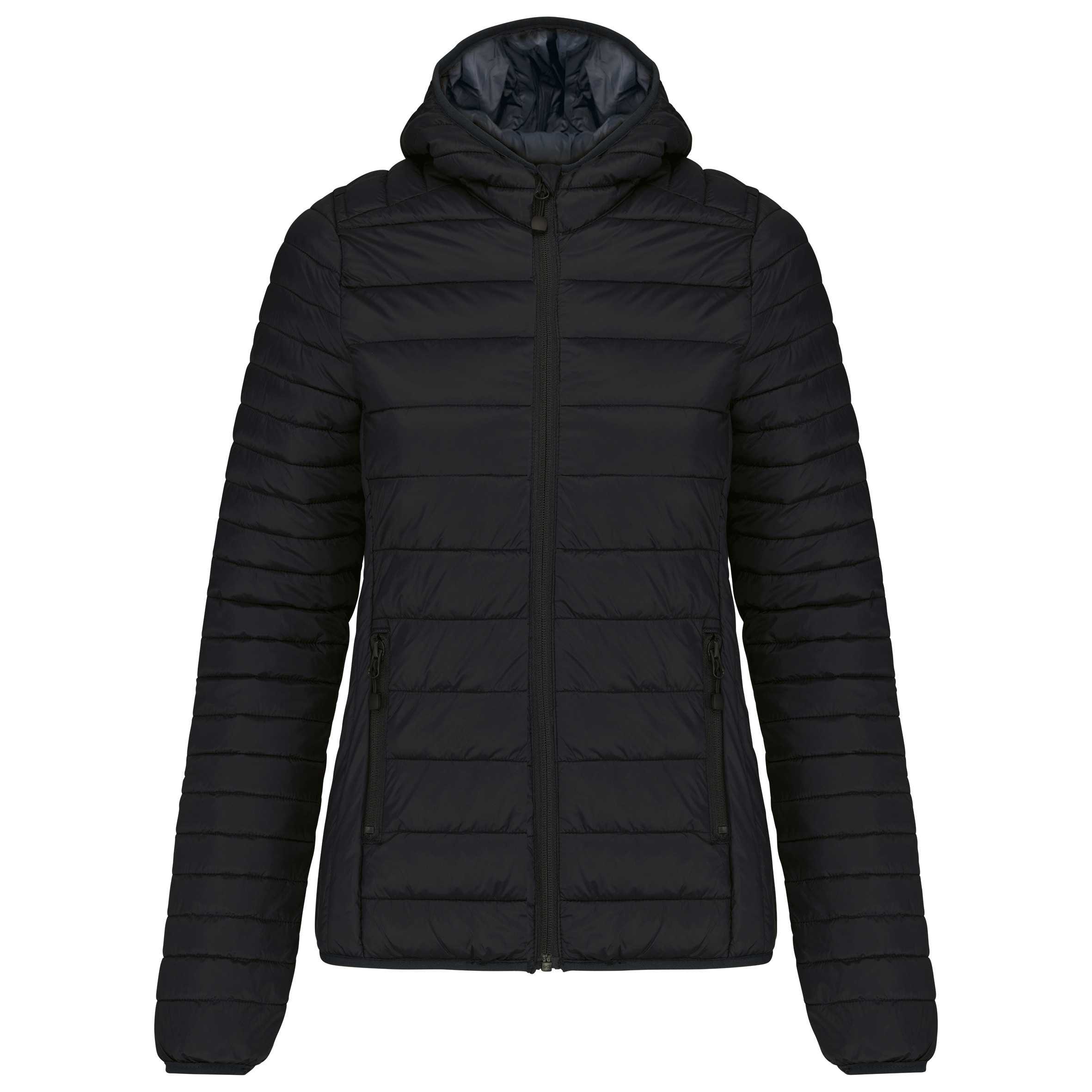 Chaqueta acolchada y ligera con capucha mujer Black