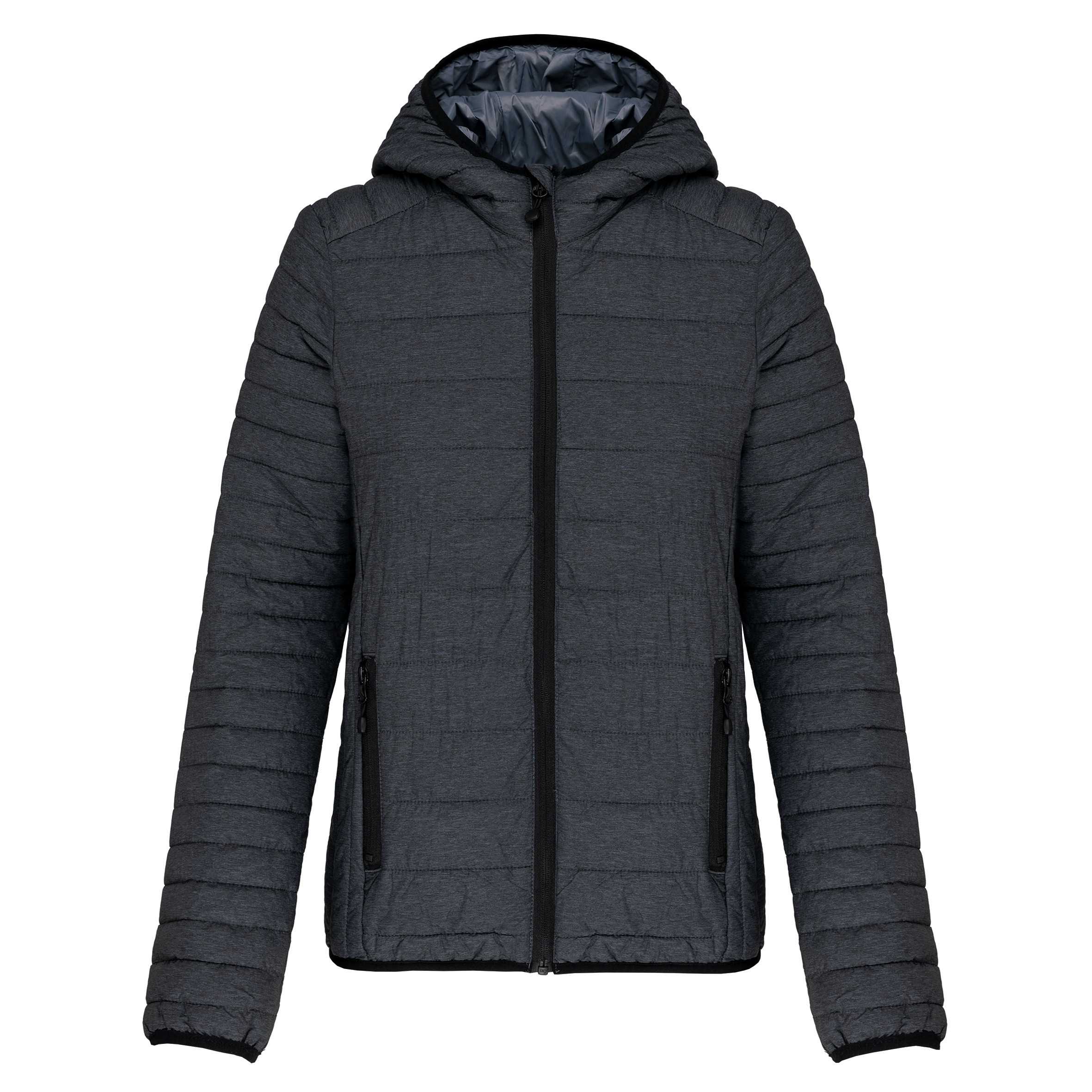 Chaqueta acolchada y ligera con capucha mujer Marl Dark Grey