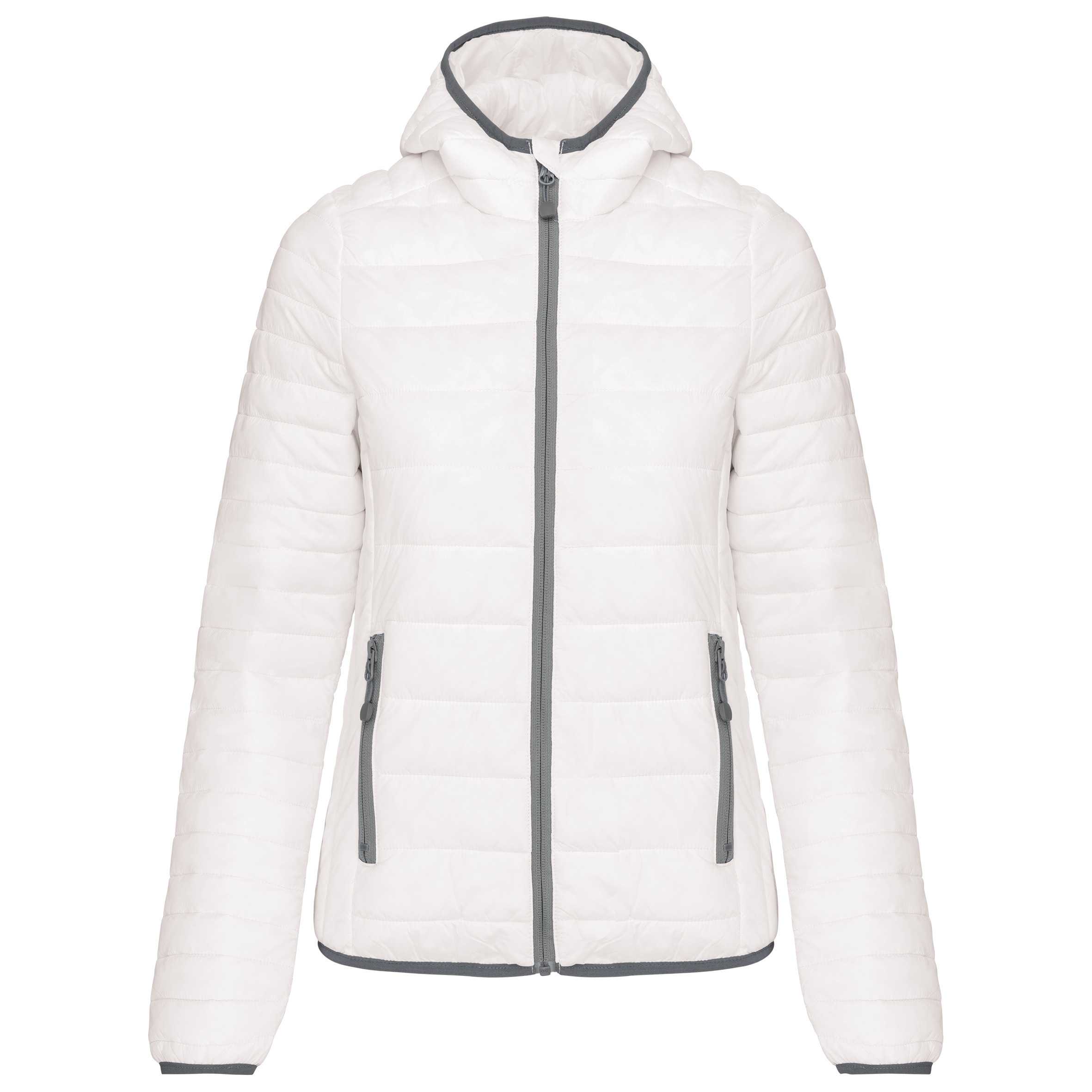 Chaqueta acolchada y ligera con capucha mujer White