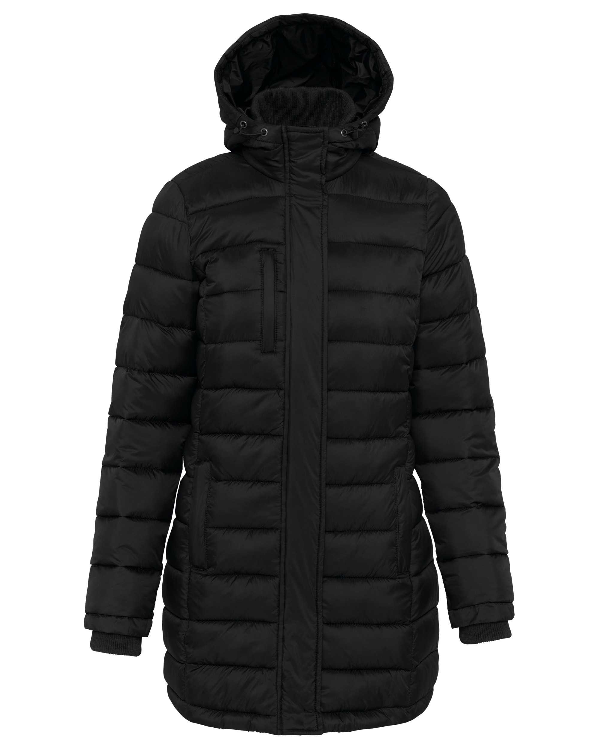 Parka ligera acolchada con capucha para mujer Black