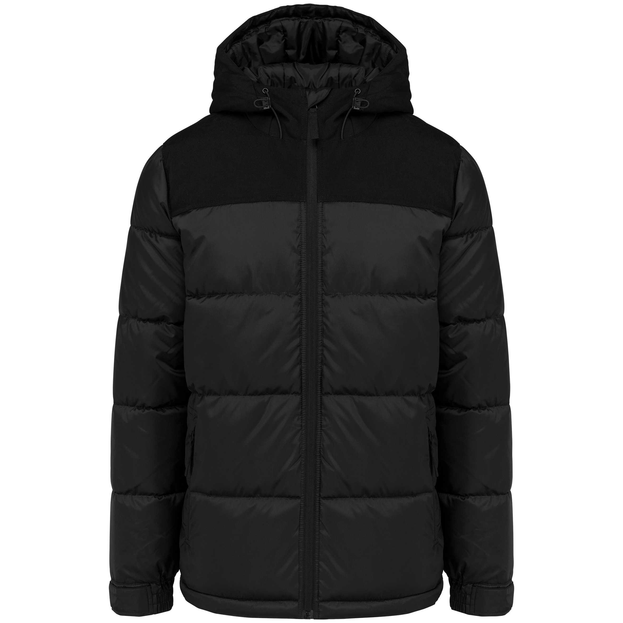 Parka acolchada bicolor con capucha unisex Black