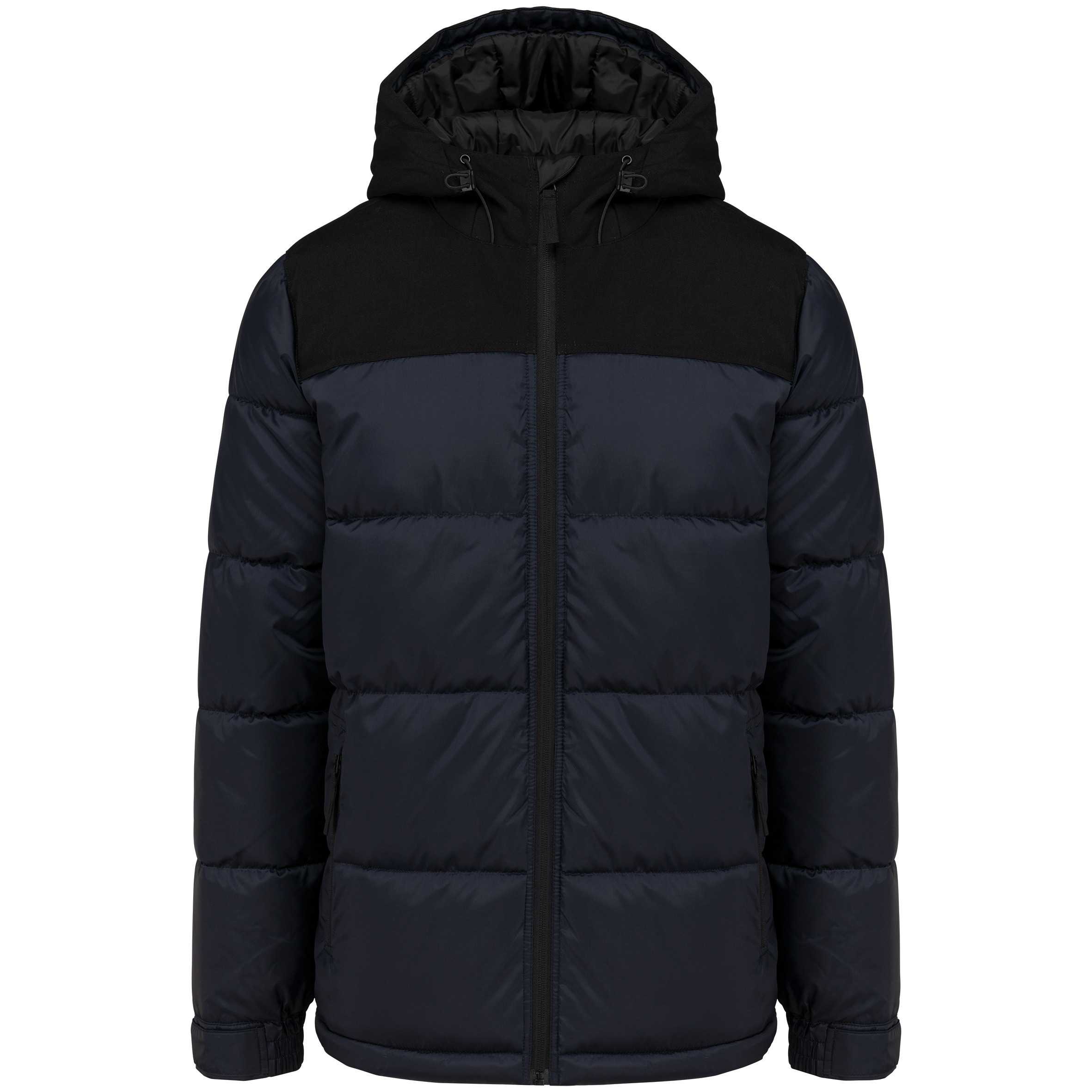 Parka acolchada bicolor con capucha unisex Navy / Black