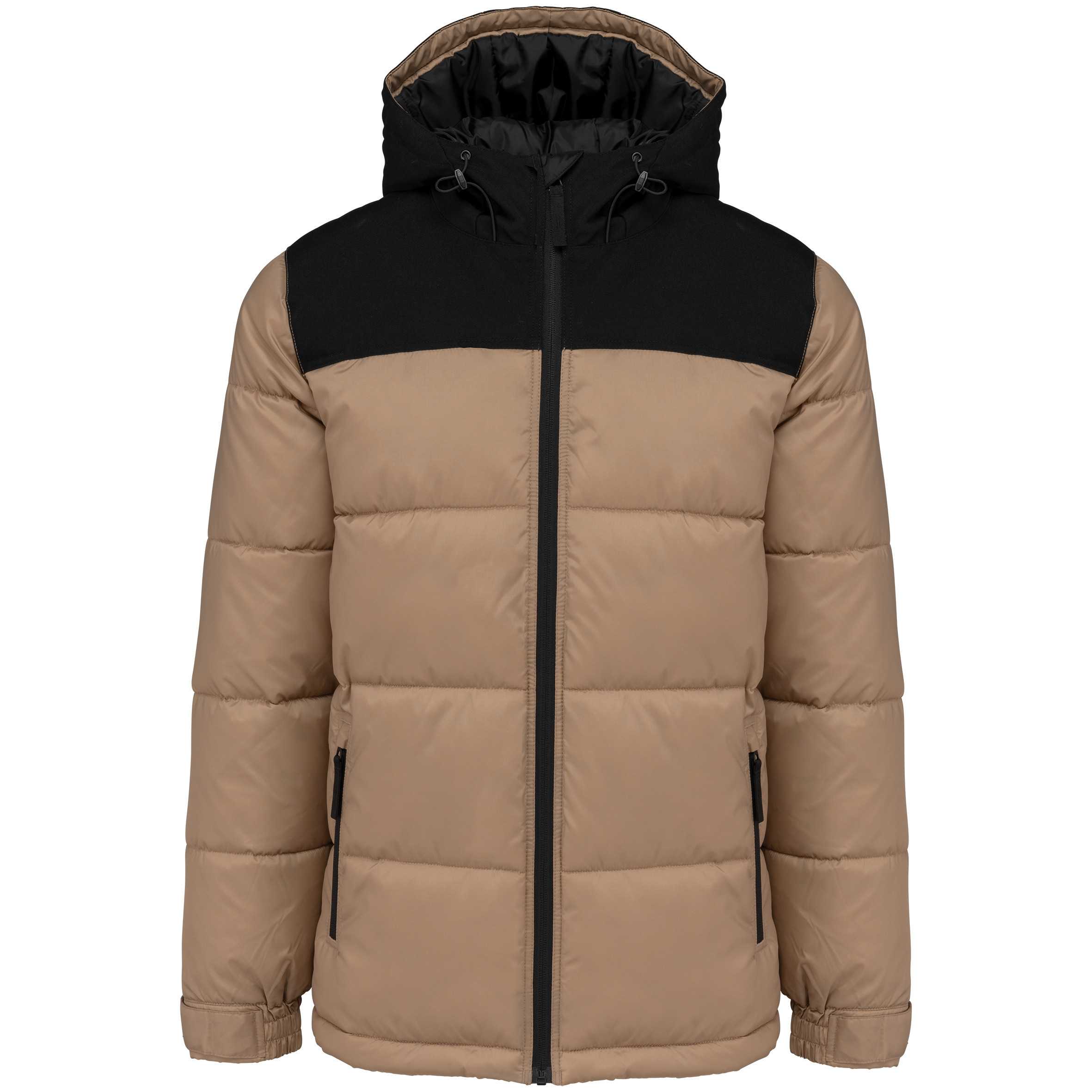Parka acolchada bicolor con capucha unisex Wet Sand / Black