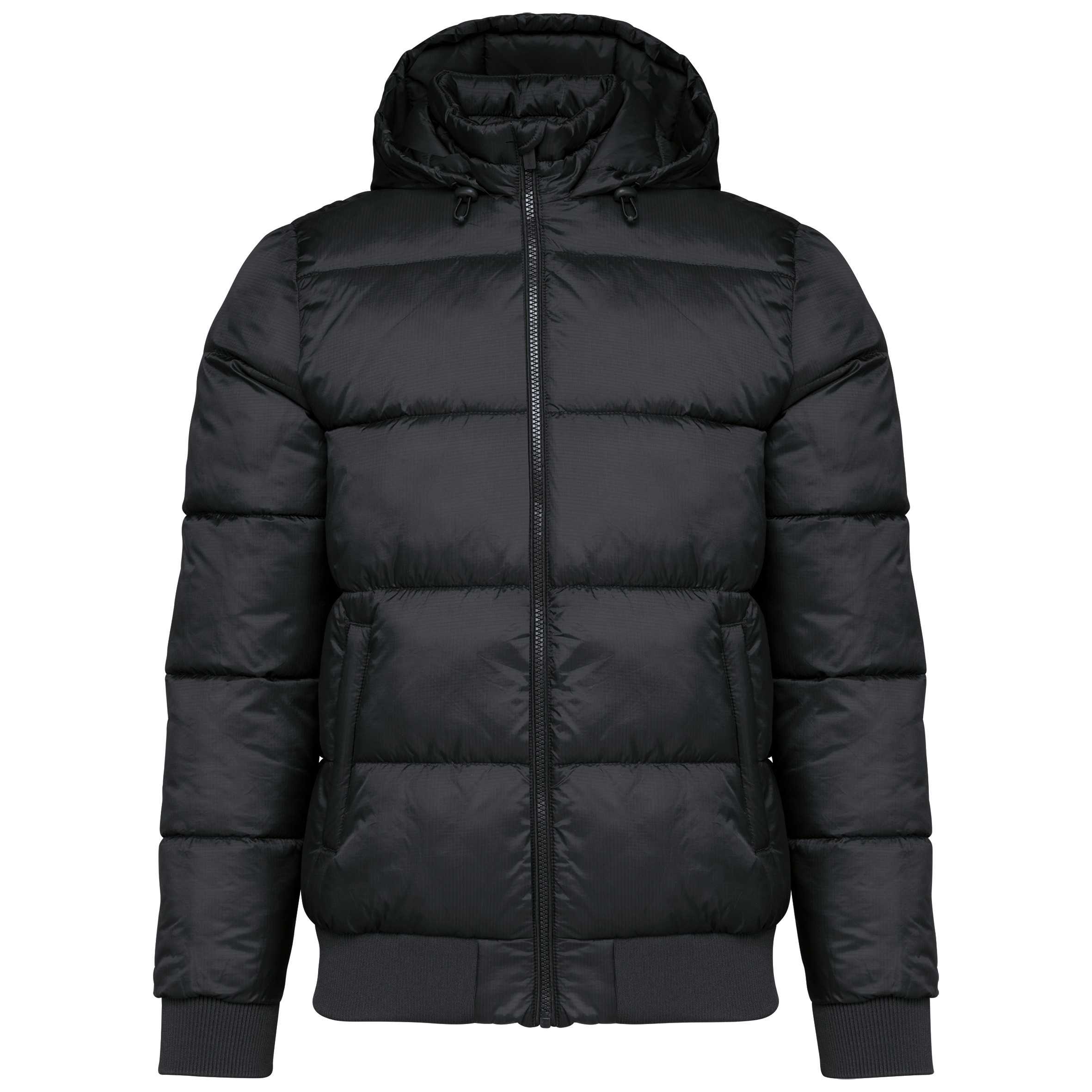 Chaqueta ripstop reciclada con capucha unisex Black