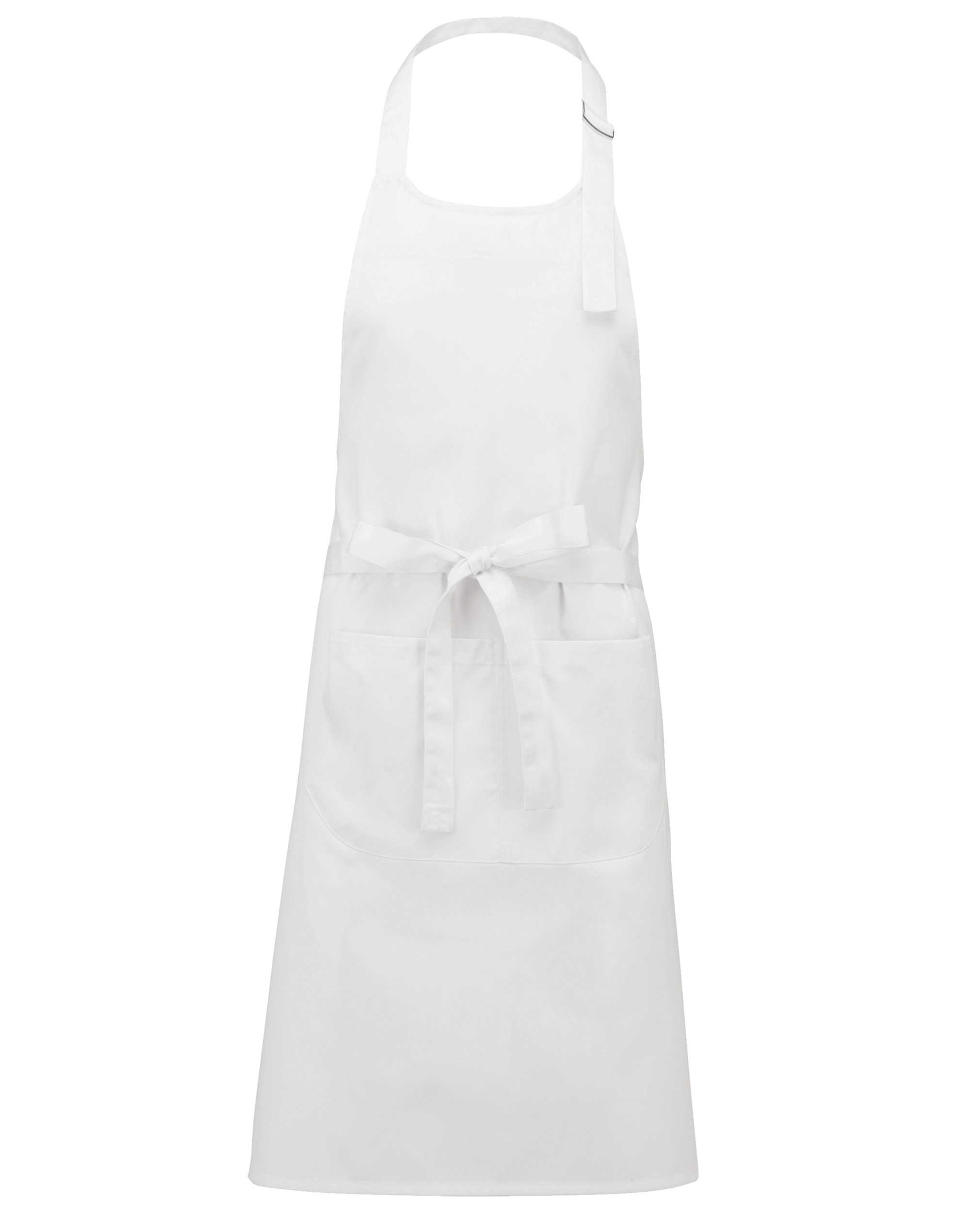 Delantal poliéster/algodón.  Lavable a altas temperaturas White