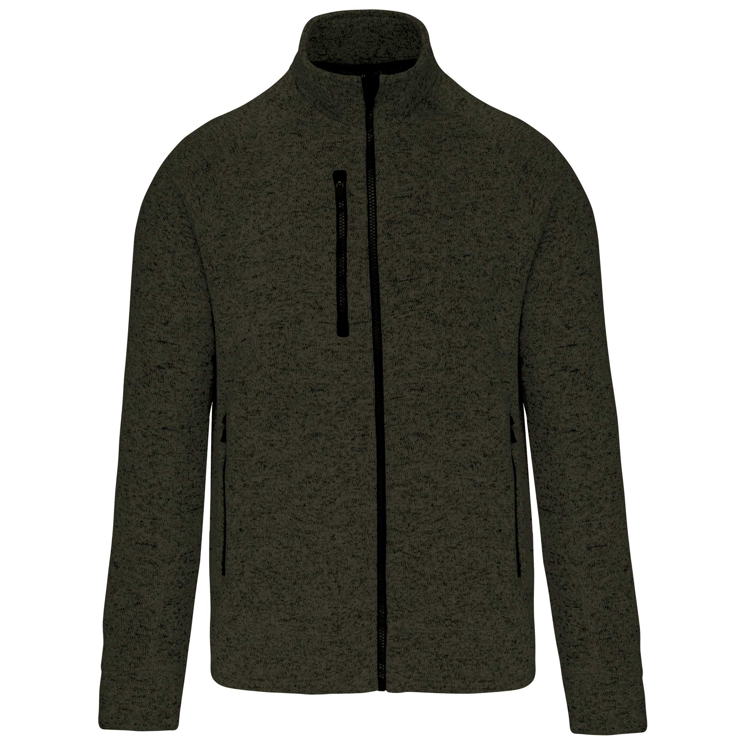 Chaqueta jaspeada con cremallera hombre Dark Khaki Melange