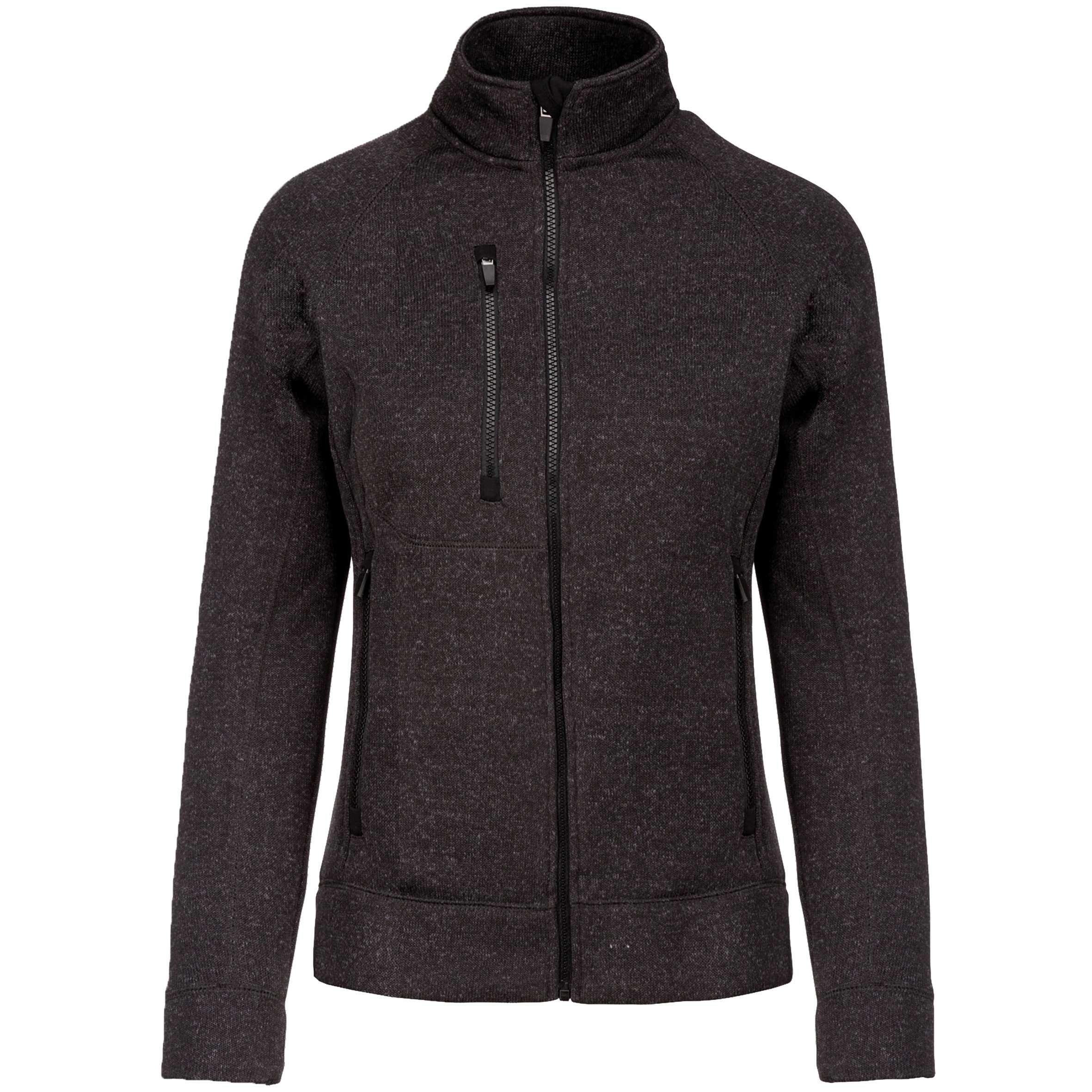 Chaqueta jaspeada con cremallera mujer Dark Grey Melange