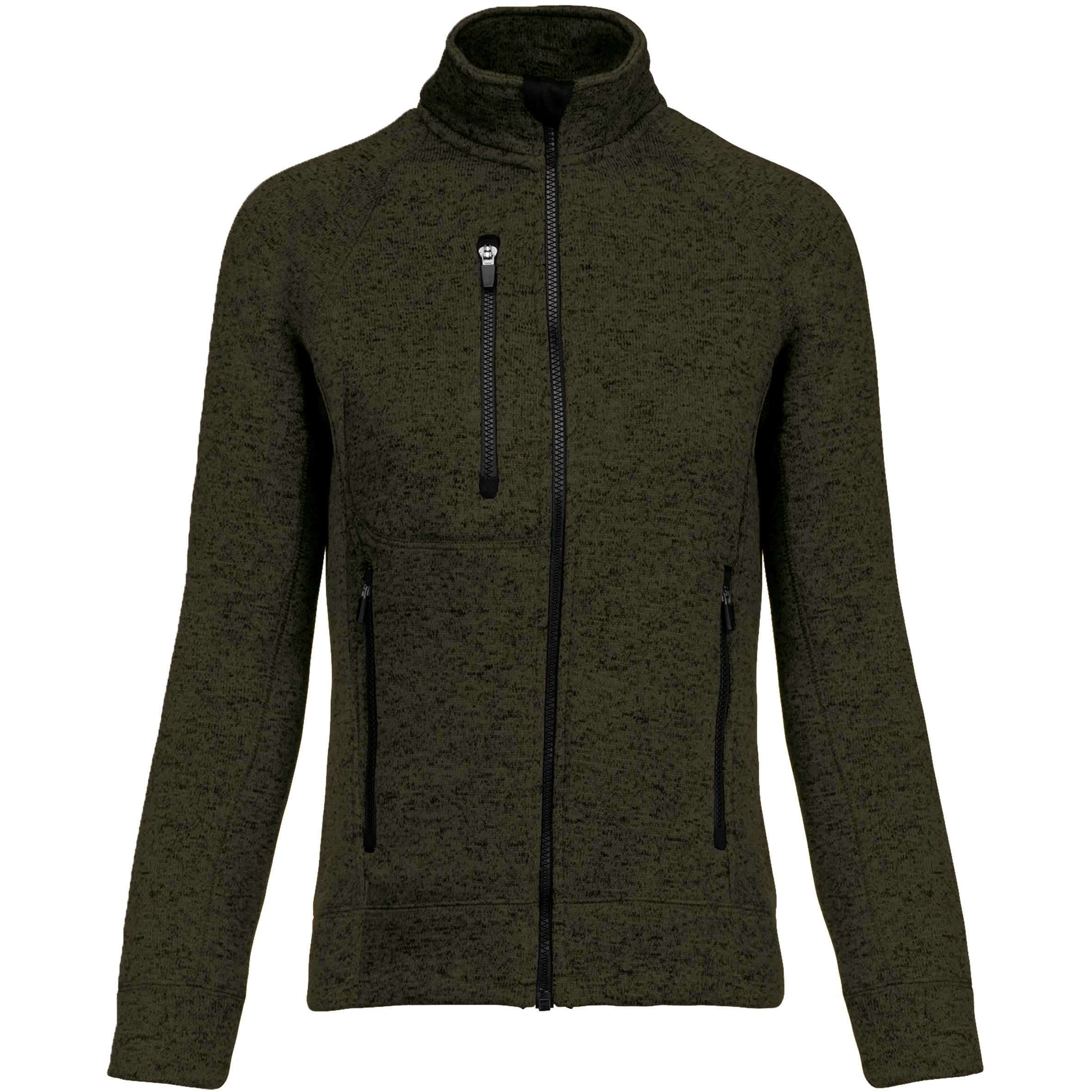 Chaqueta jaspeada con cremallera mujer Dark Khaki Melange