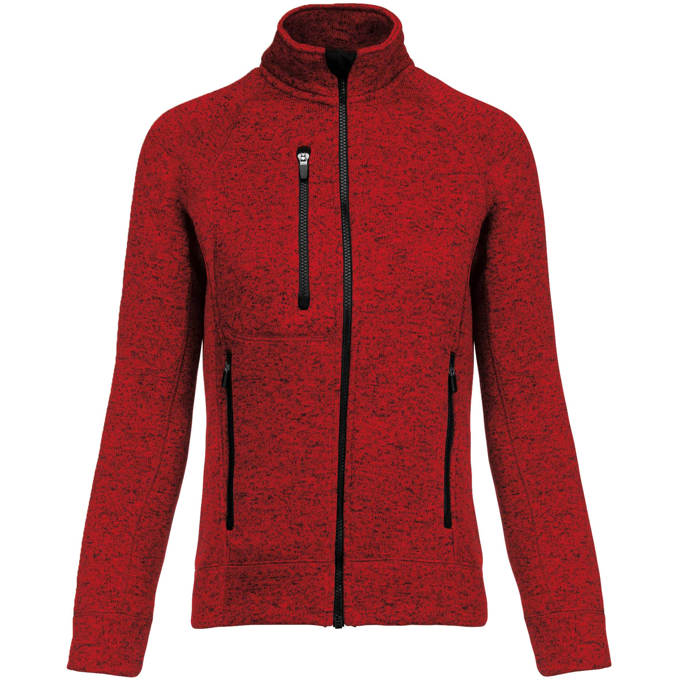 Chaqueta jaspeada con cremallera mujer Red Melange