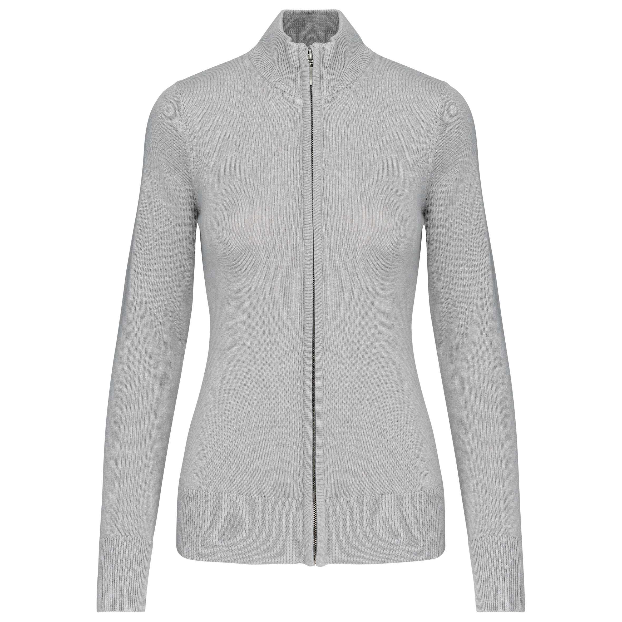 Chaqueta de punto con cremallera mujer Grey Melange