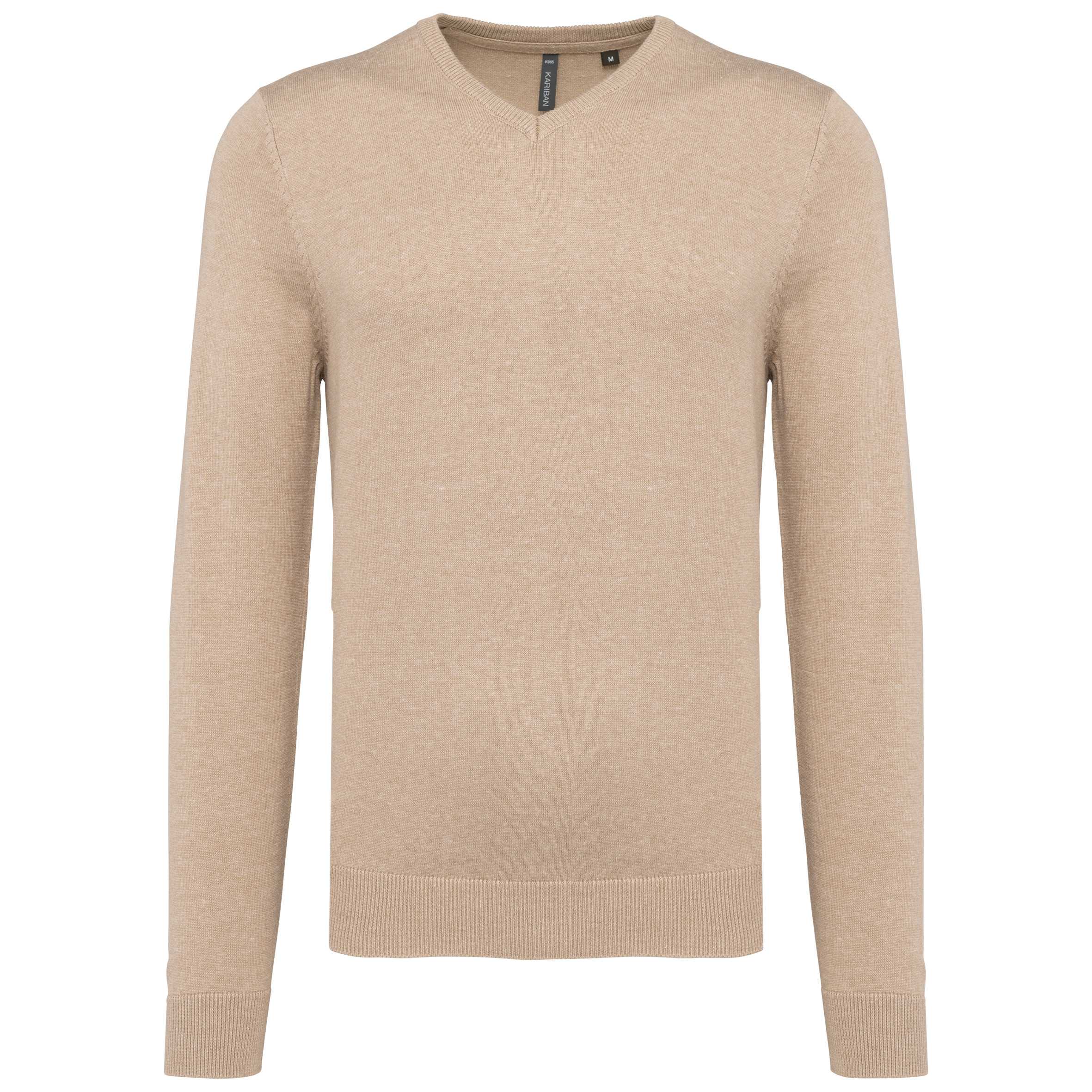 Jersey cuello de pico hombre Beige heather