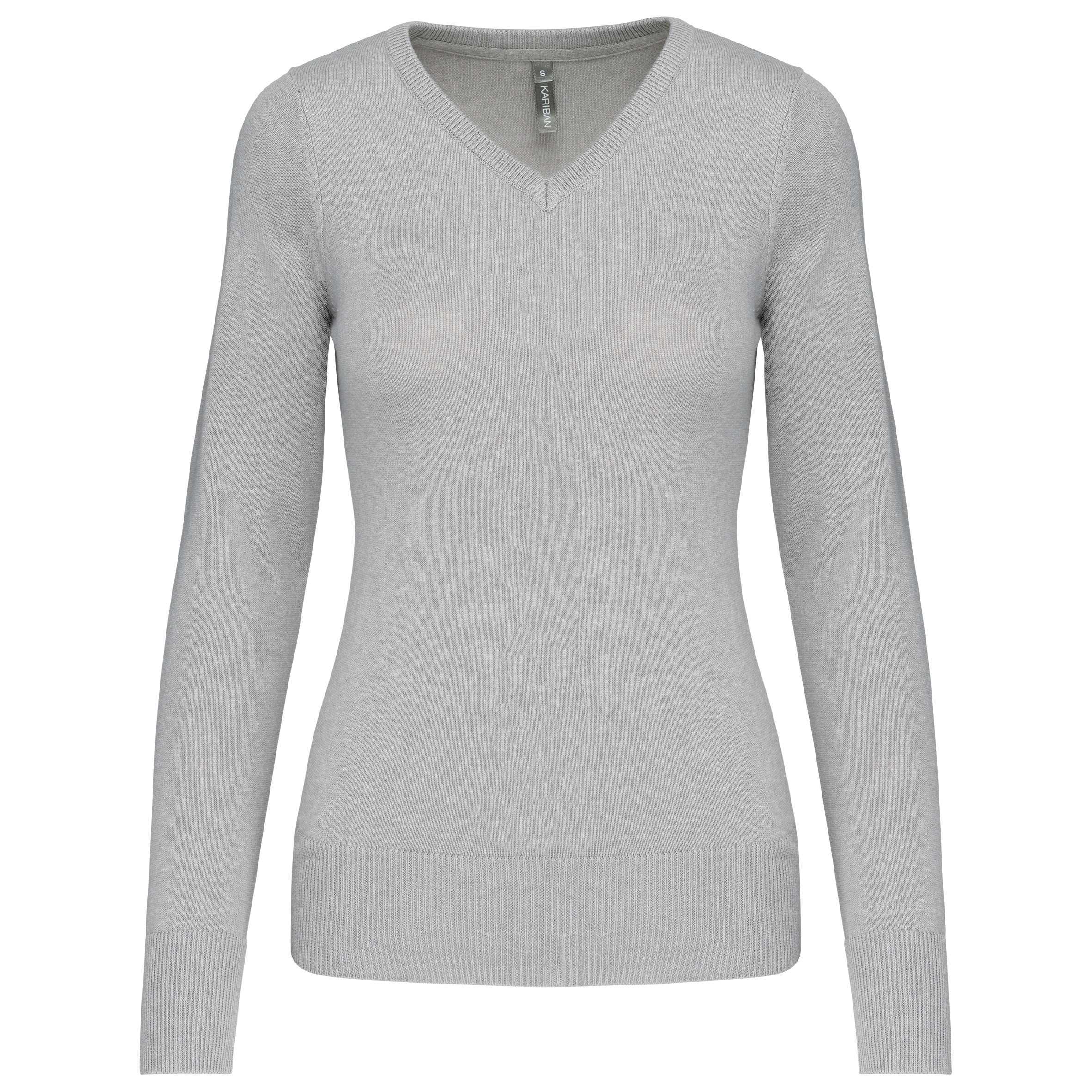 Jersey cuello de pico mujer Grey Melange