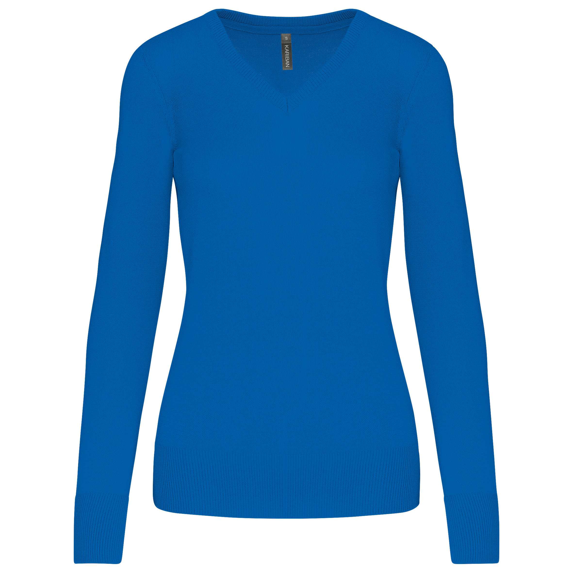 Jersey cuello de pico mujer Light Royal Blue