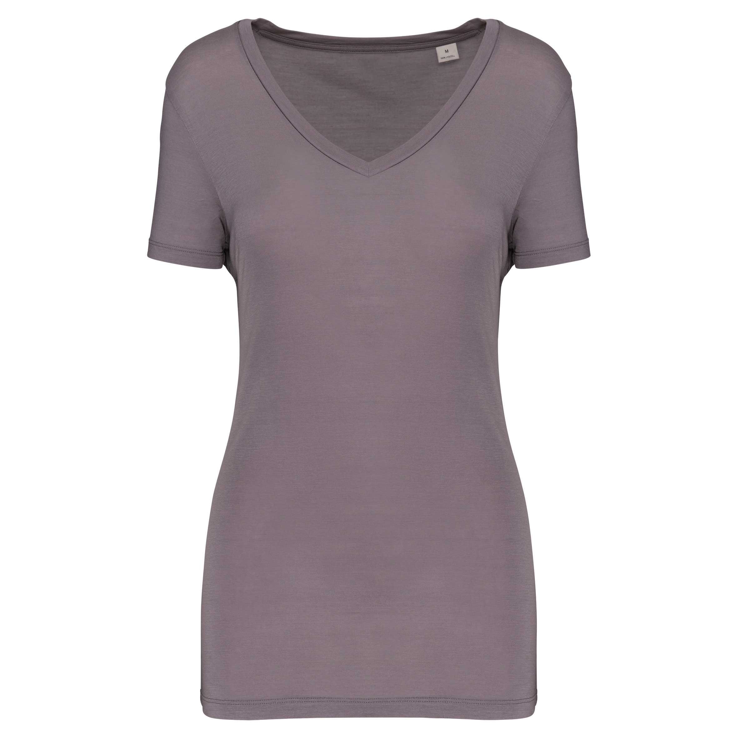 Camiseta lyocell Tencel™ cuello de pico manga corta - 145 g Metal grey