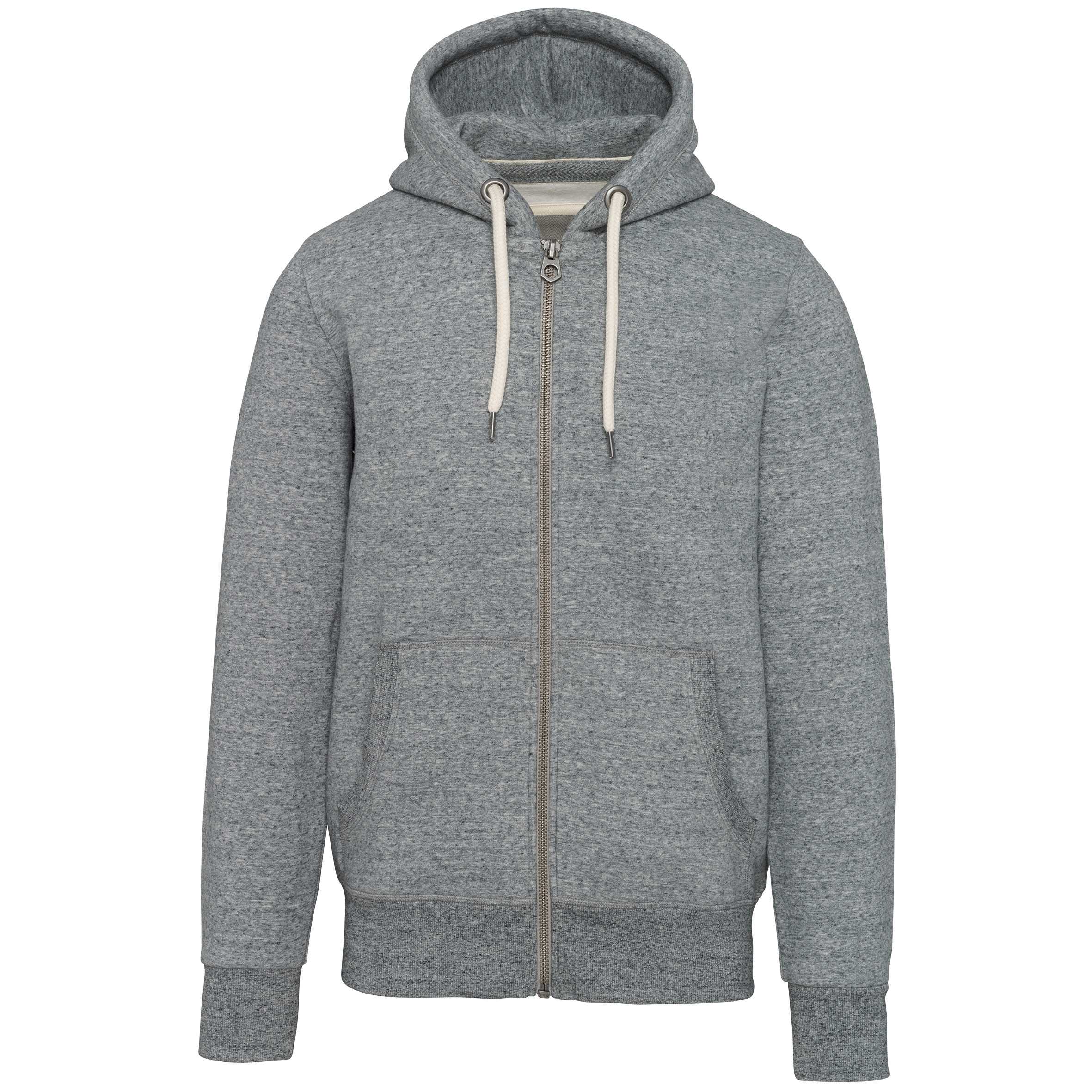 Sudadera vintage - cremallera y capucha hombre Slub Grey Heather
