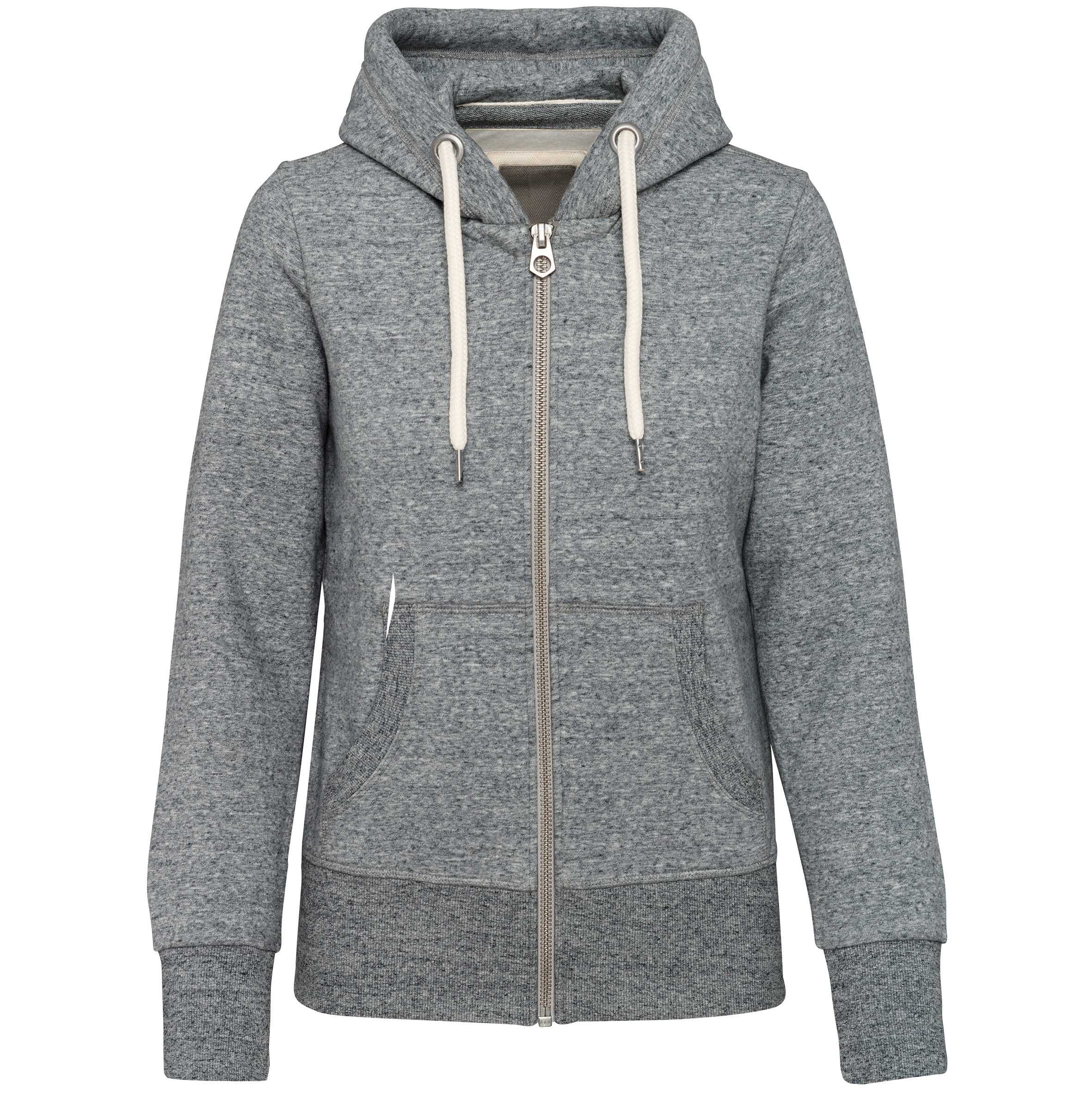 Sudadera vintage - cremallera y capucha mujer Slub Grey Heather