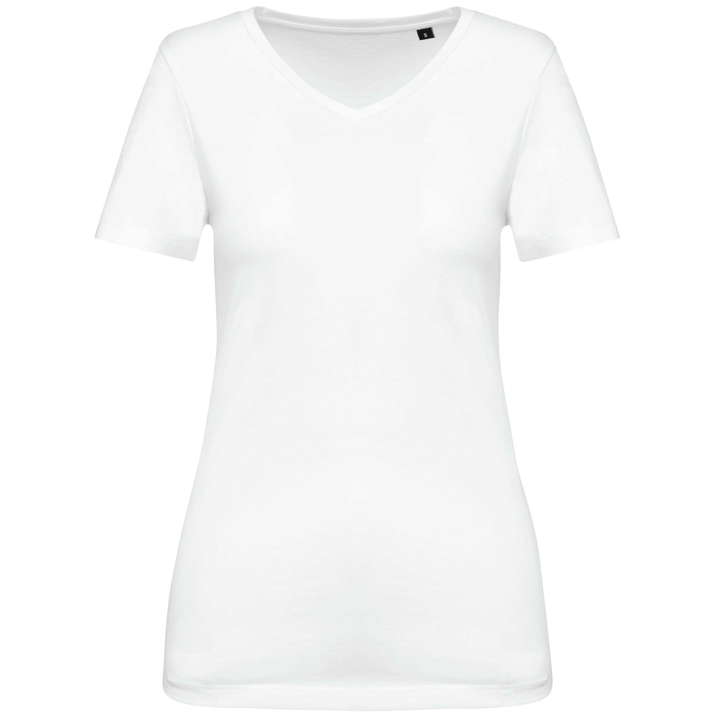 Camiseta Supima® cuello de pico manga corta mujer White