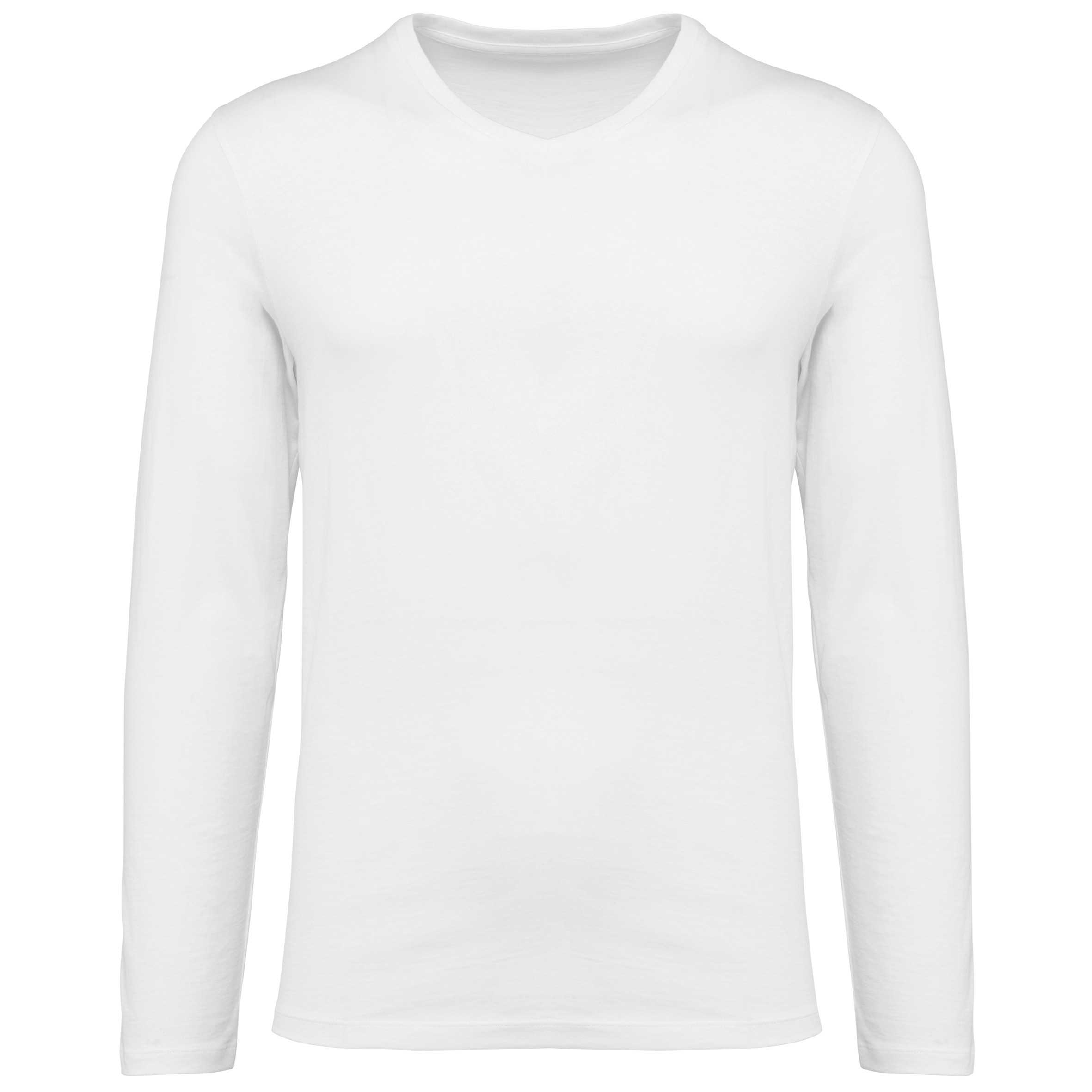 Camiseta Supima® cuello de pico manga larga hombre White