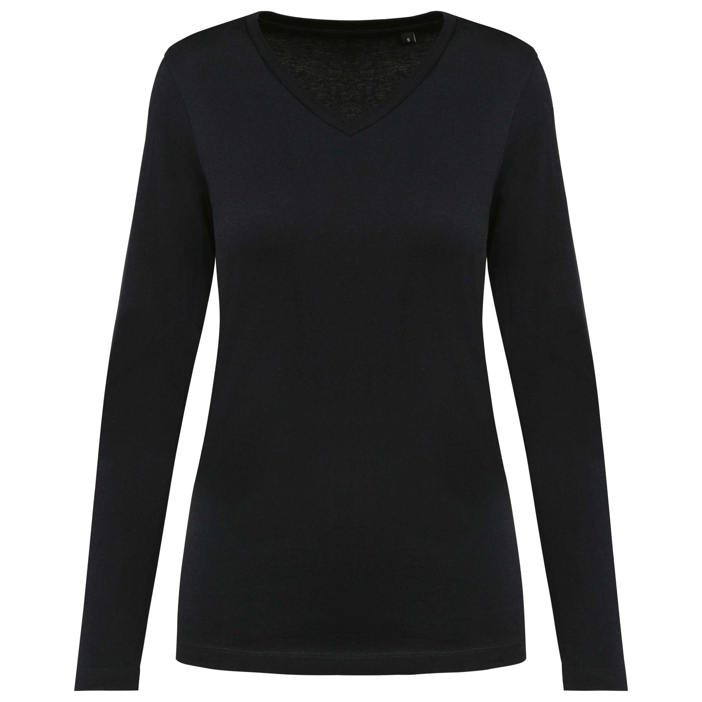 Camiseta Supima® cuello de pico manga larga mujer Black