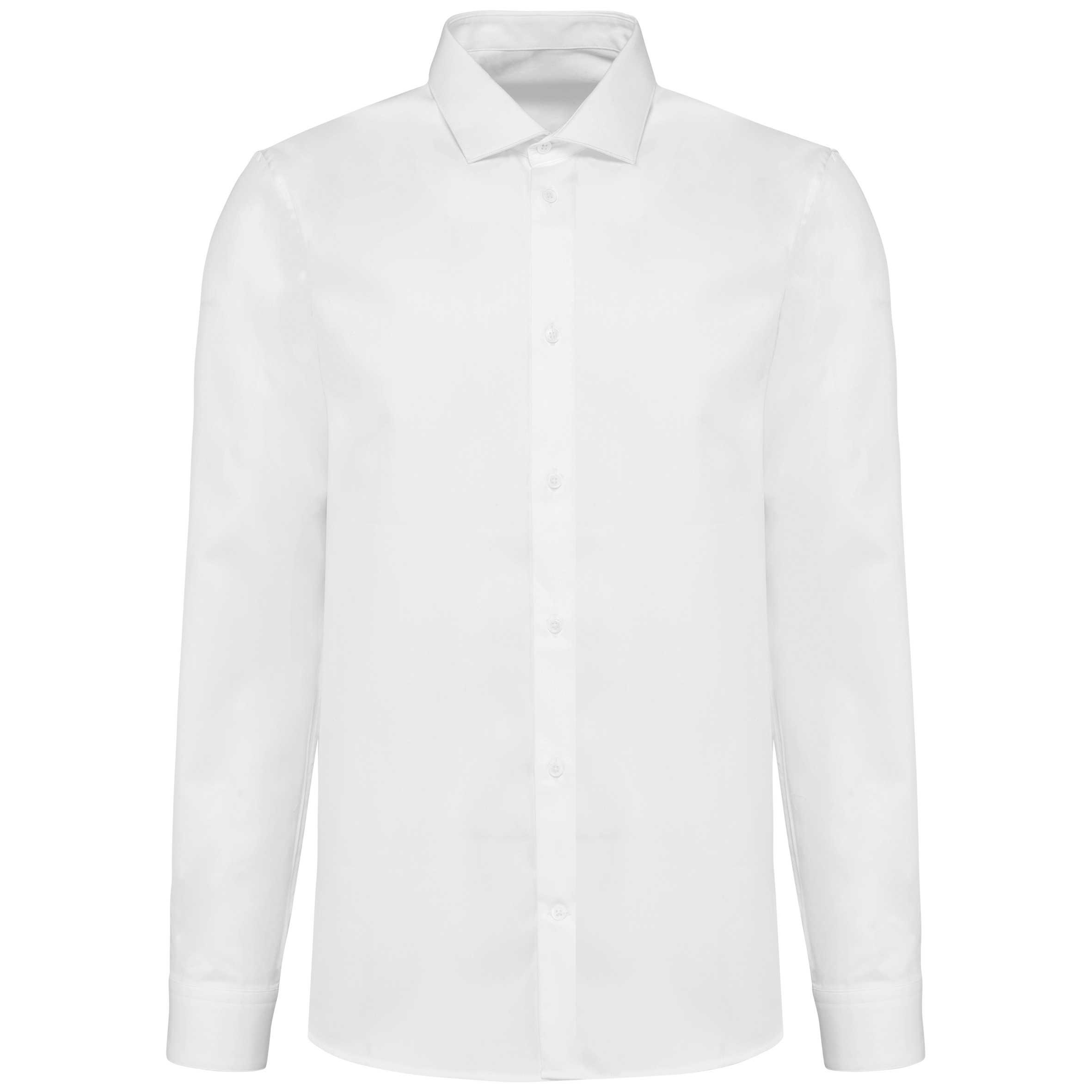 Camisa sarga manga larga hombre White