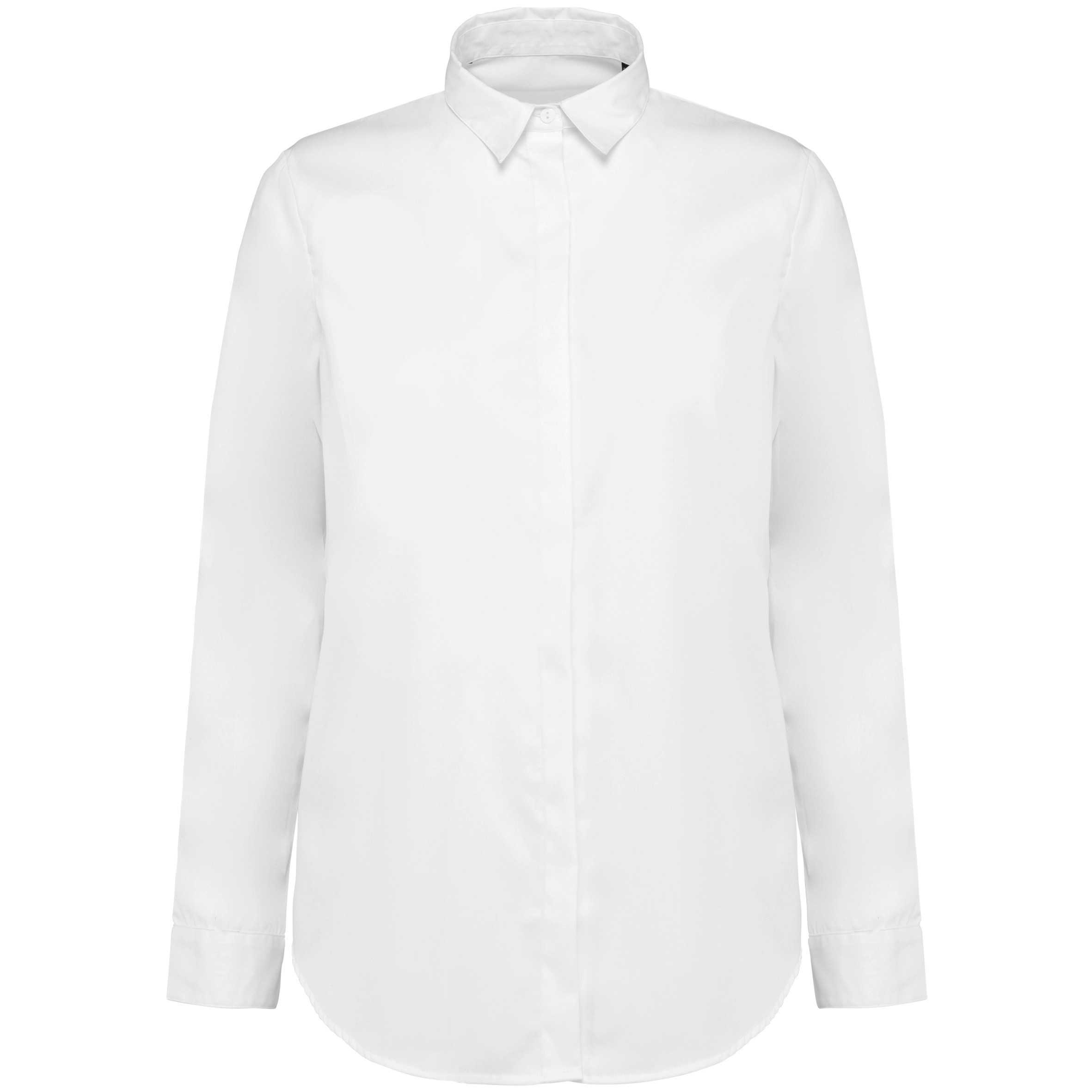 Camisa sarga manga larga mujer White