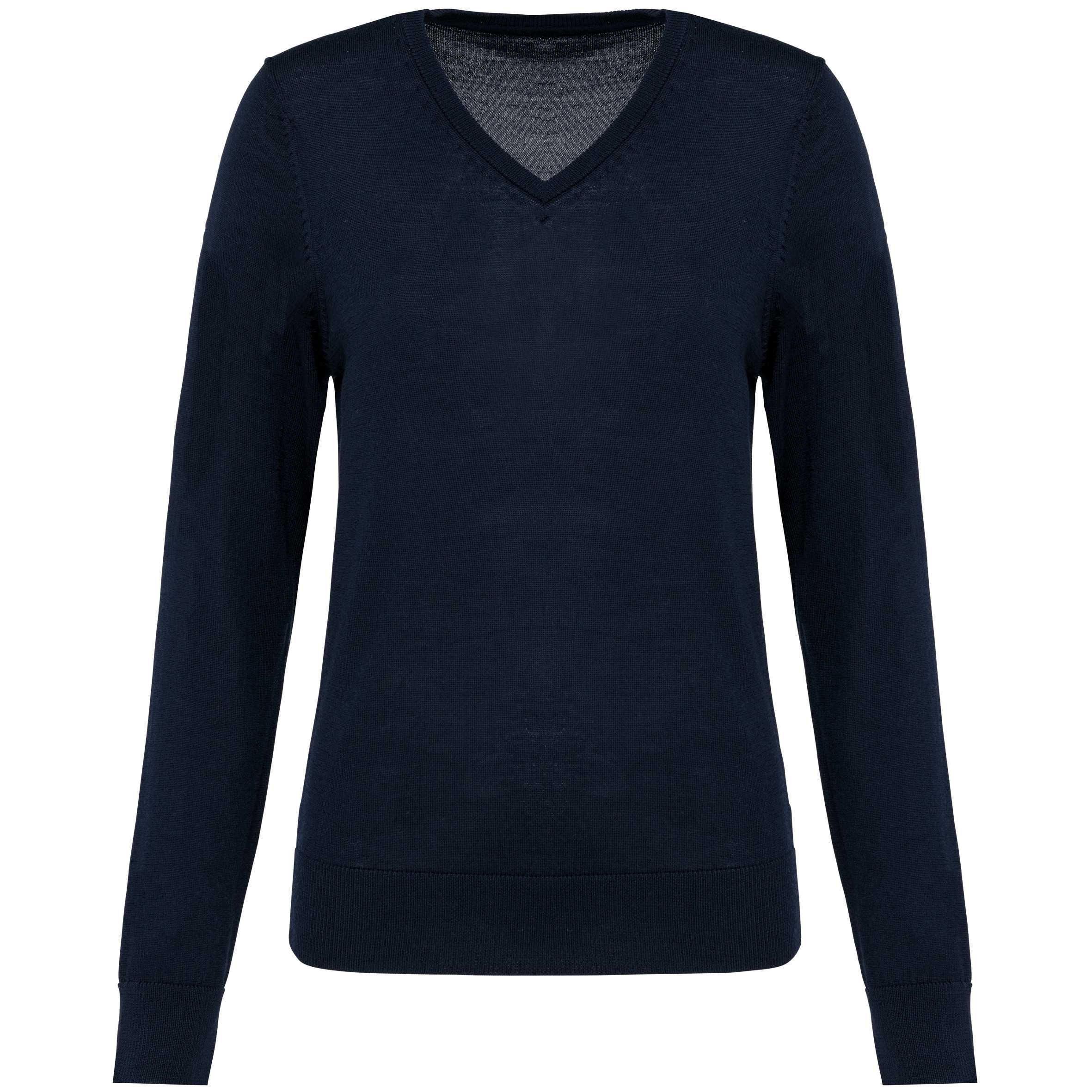 Jersey lana merina cuello de pico mujer Deep Navy