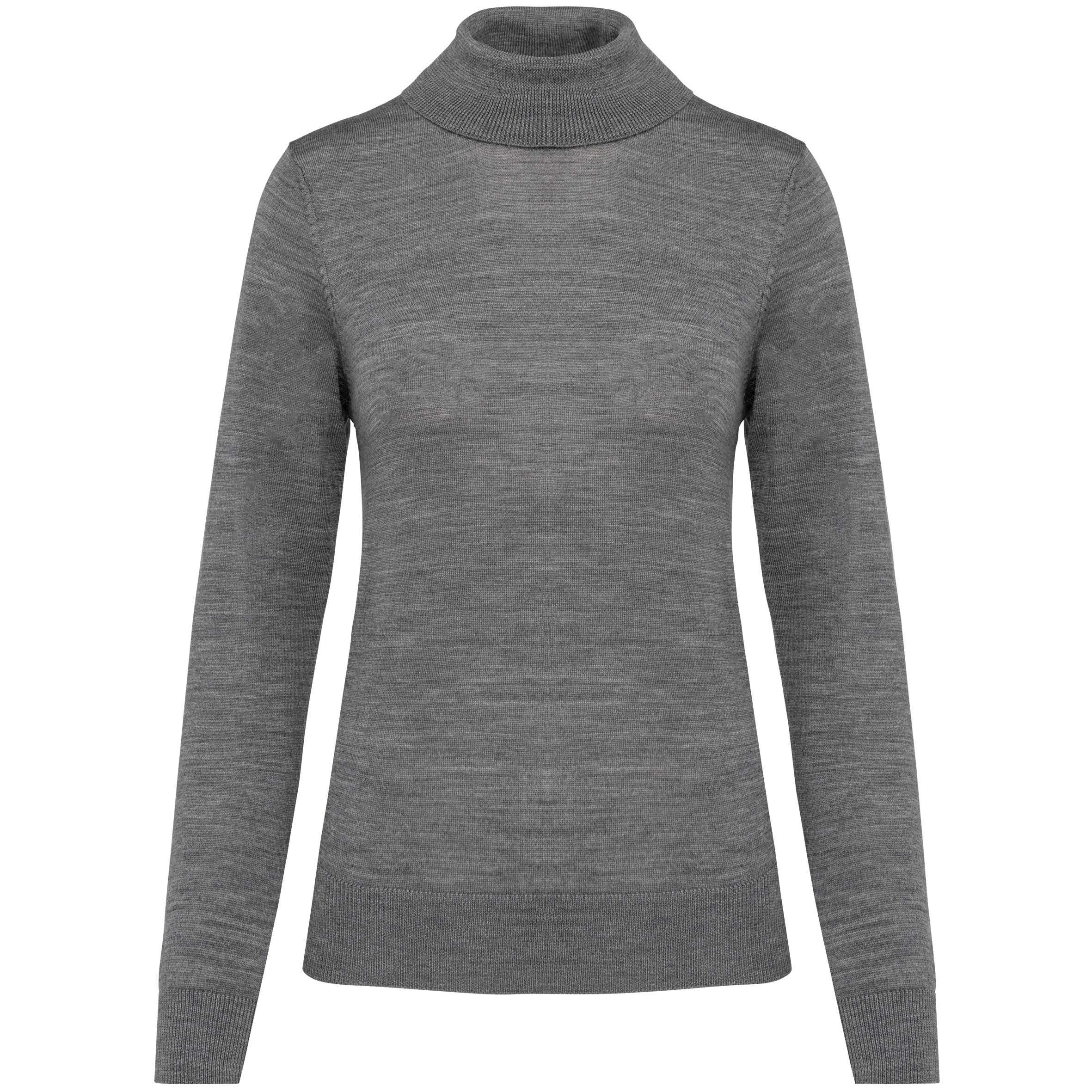 Jersey lana merina cuello vuelto mujer Grey Heather