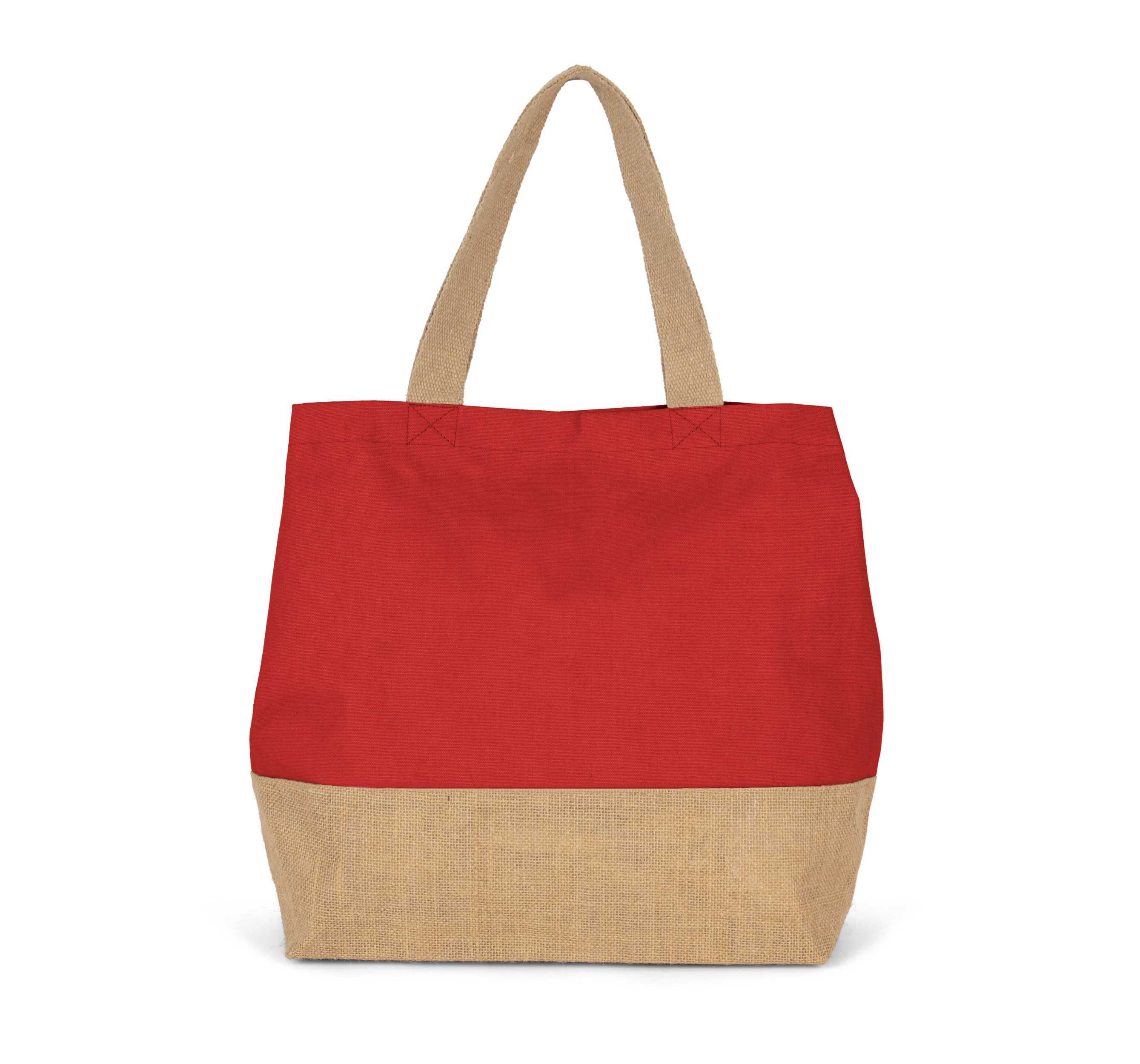 Bolsa shopper de yute & algodón canvas Arandano Red / Natural