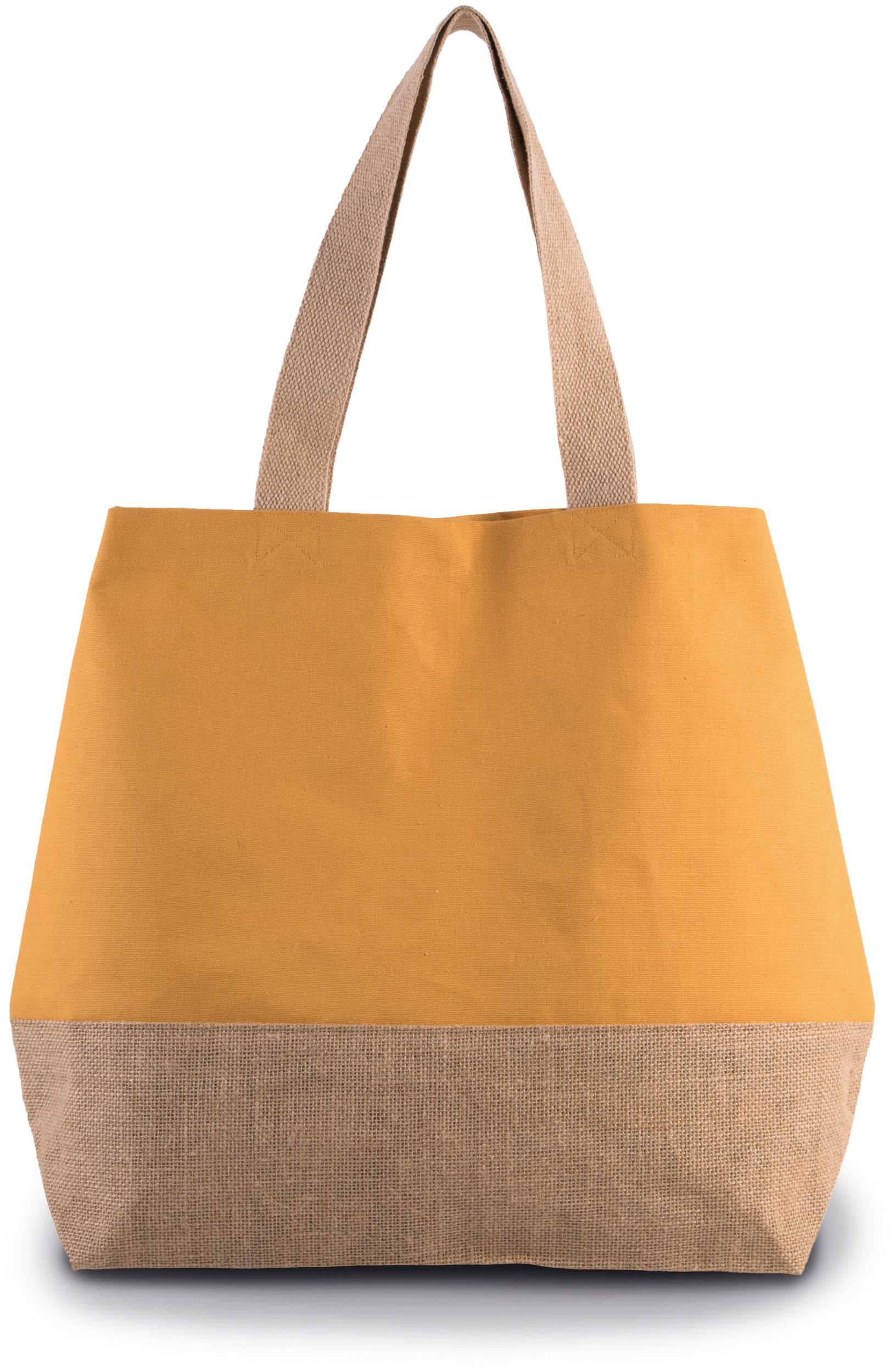Bolsa shopper de yute & algodón canvas Cumin Yellow / Natural