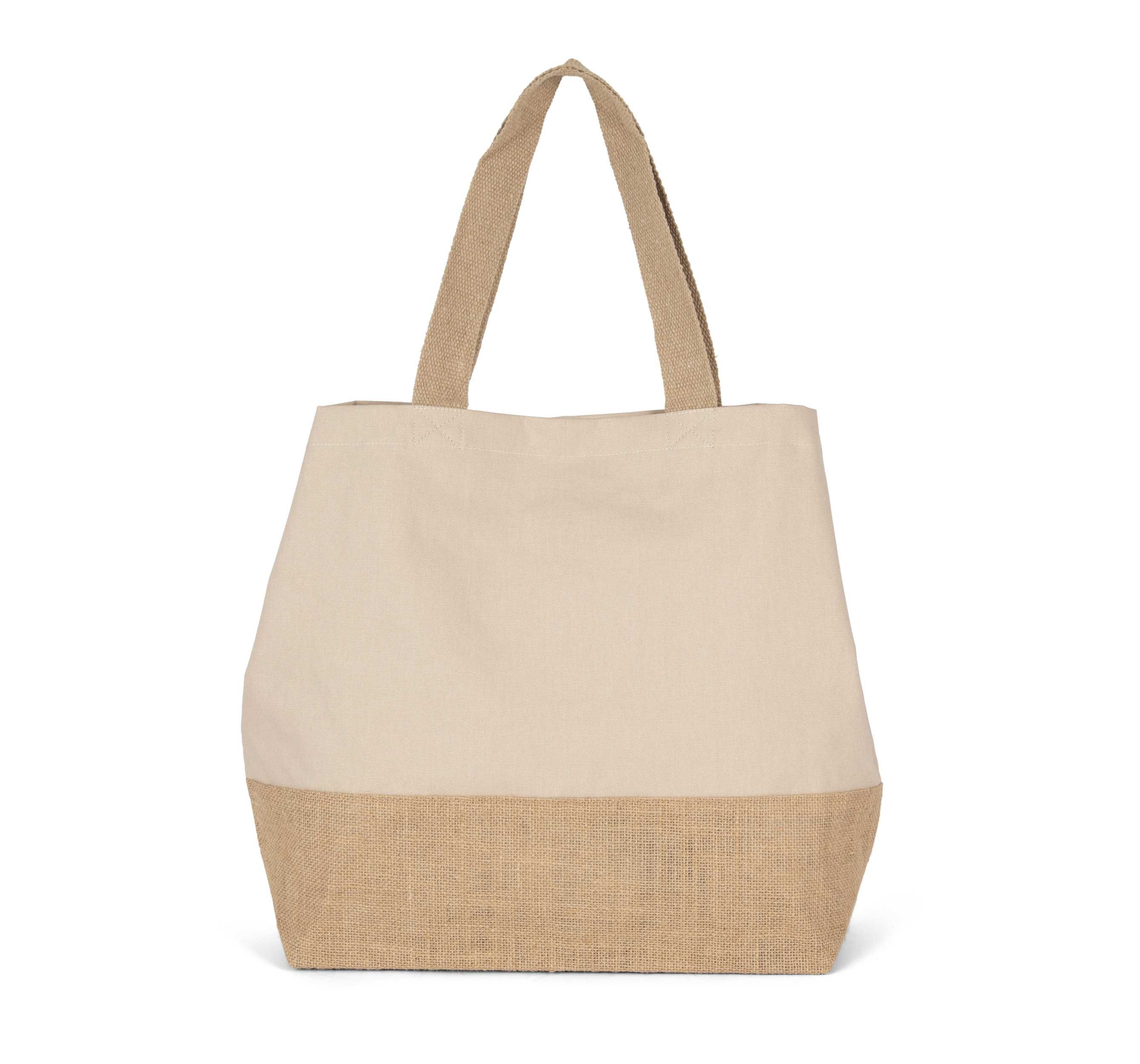 Bolsa shopper de yute & algodón canvas Light Sand / Natural