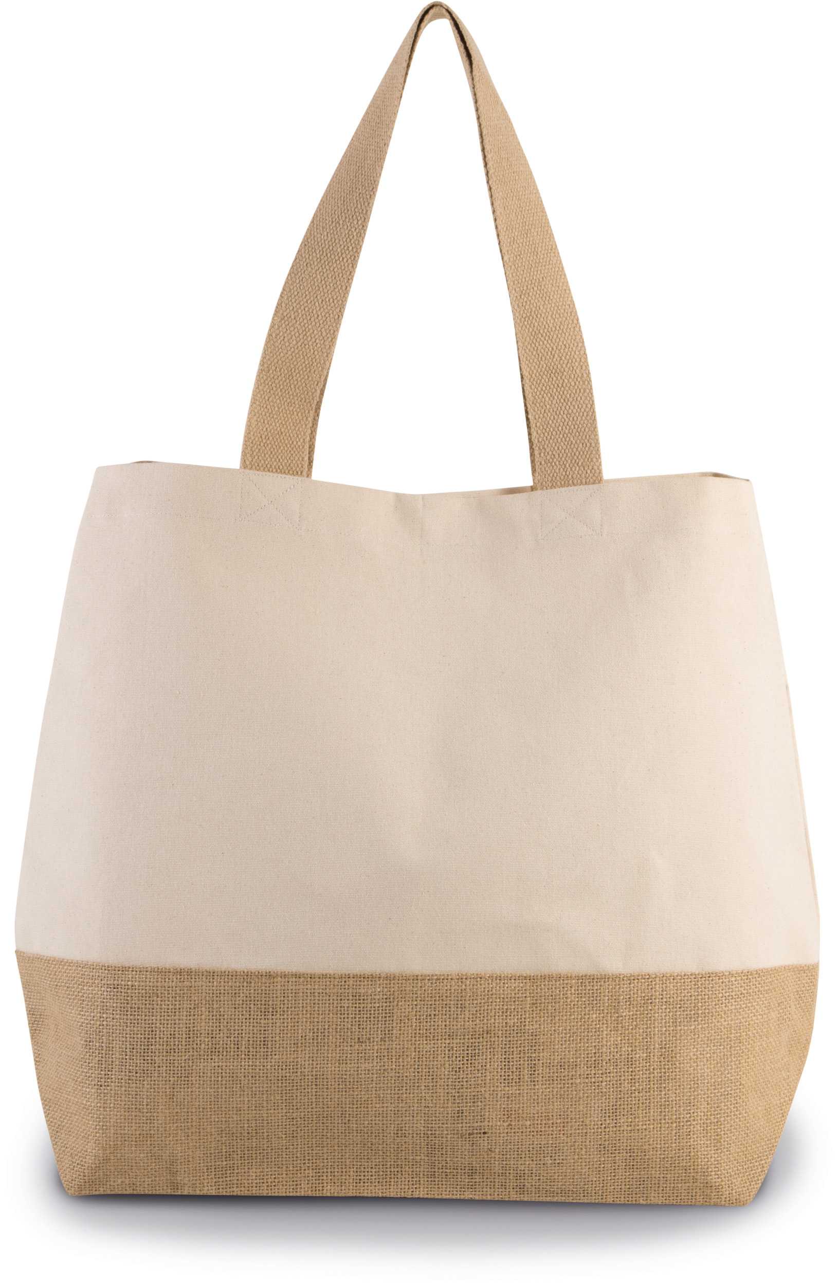 Bolsa shopper de yute & algodón canvas Natural