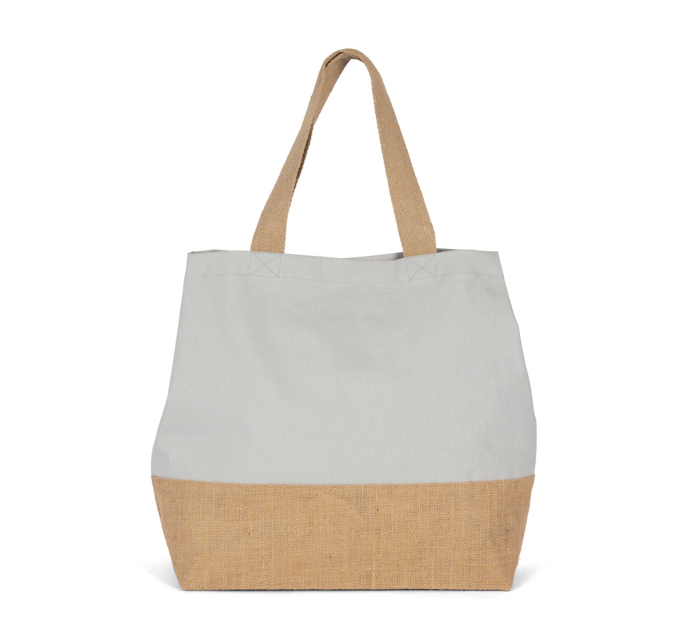 Bolsa shopper de yute & algodón canvas Snow Grey / Natural
