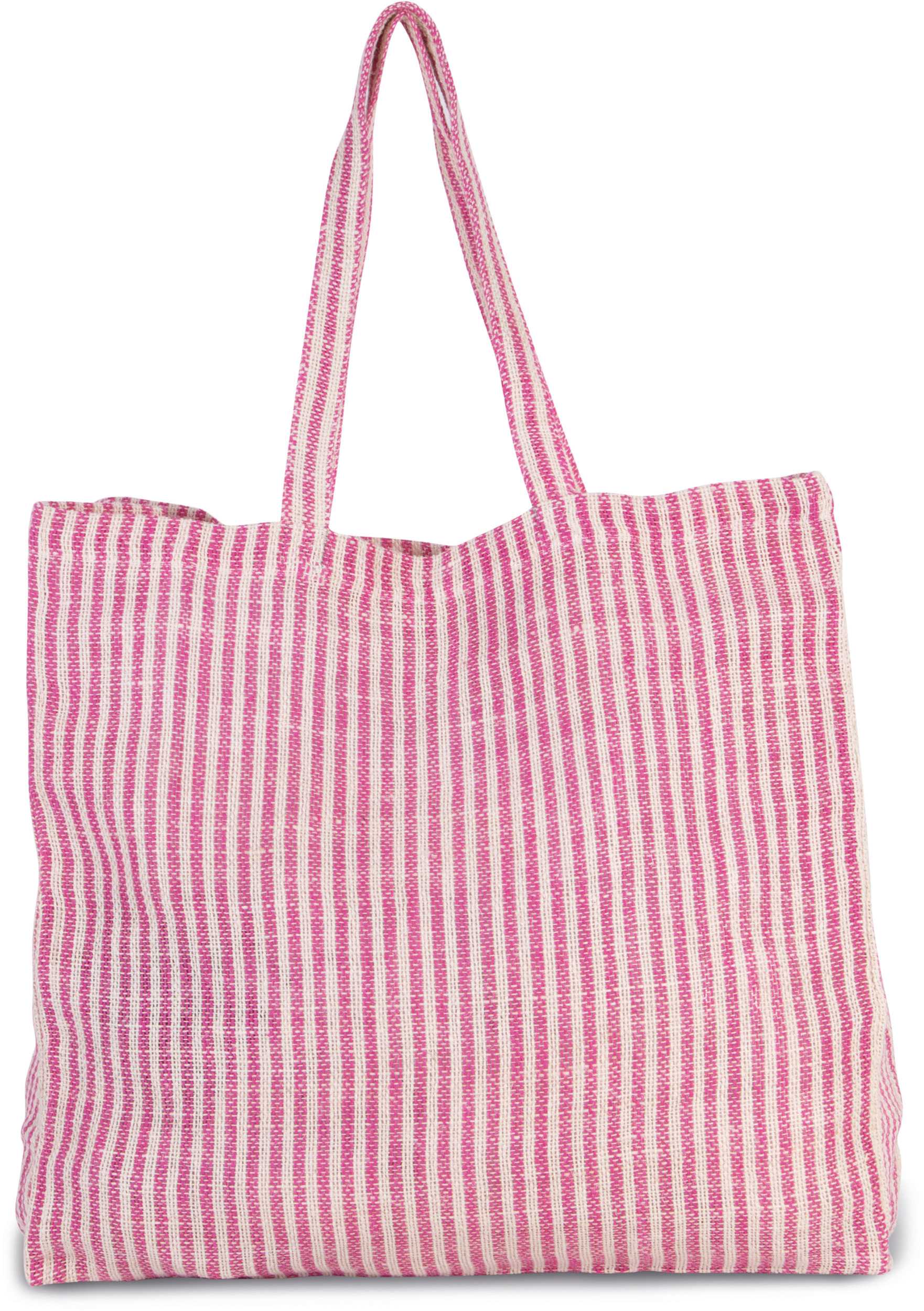 Bolsa de compras de juco a rayas Magenta / Natural