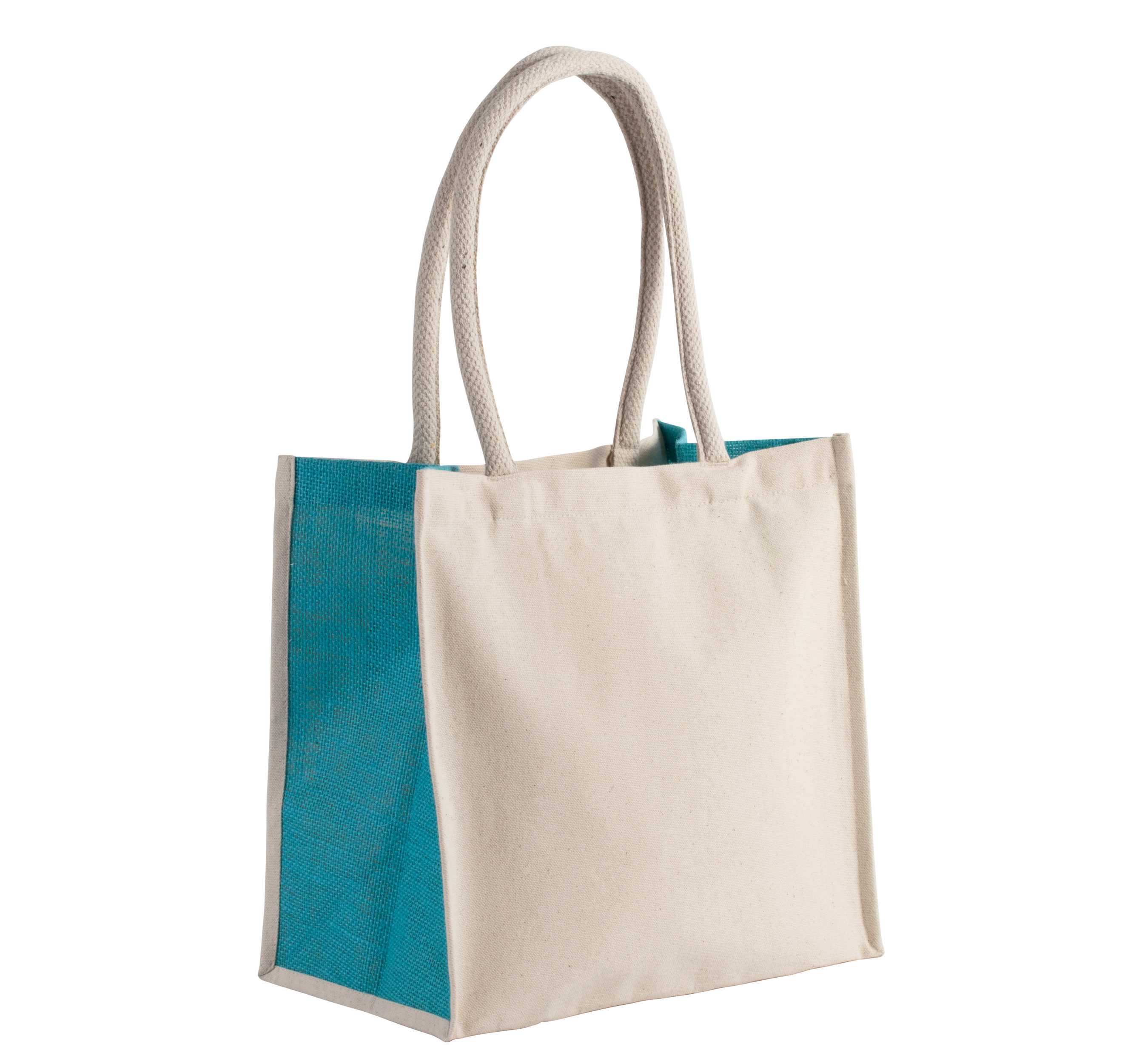 Bolsa de algodón / yute de 17 L Natural / Turquoise