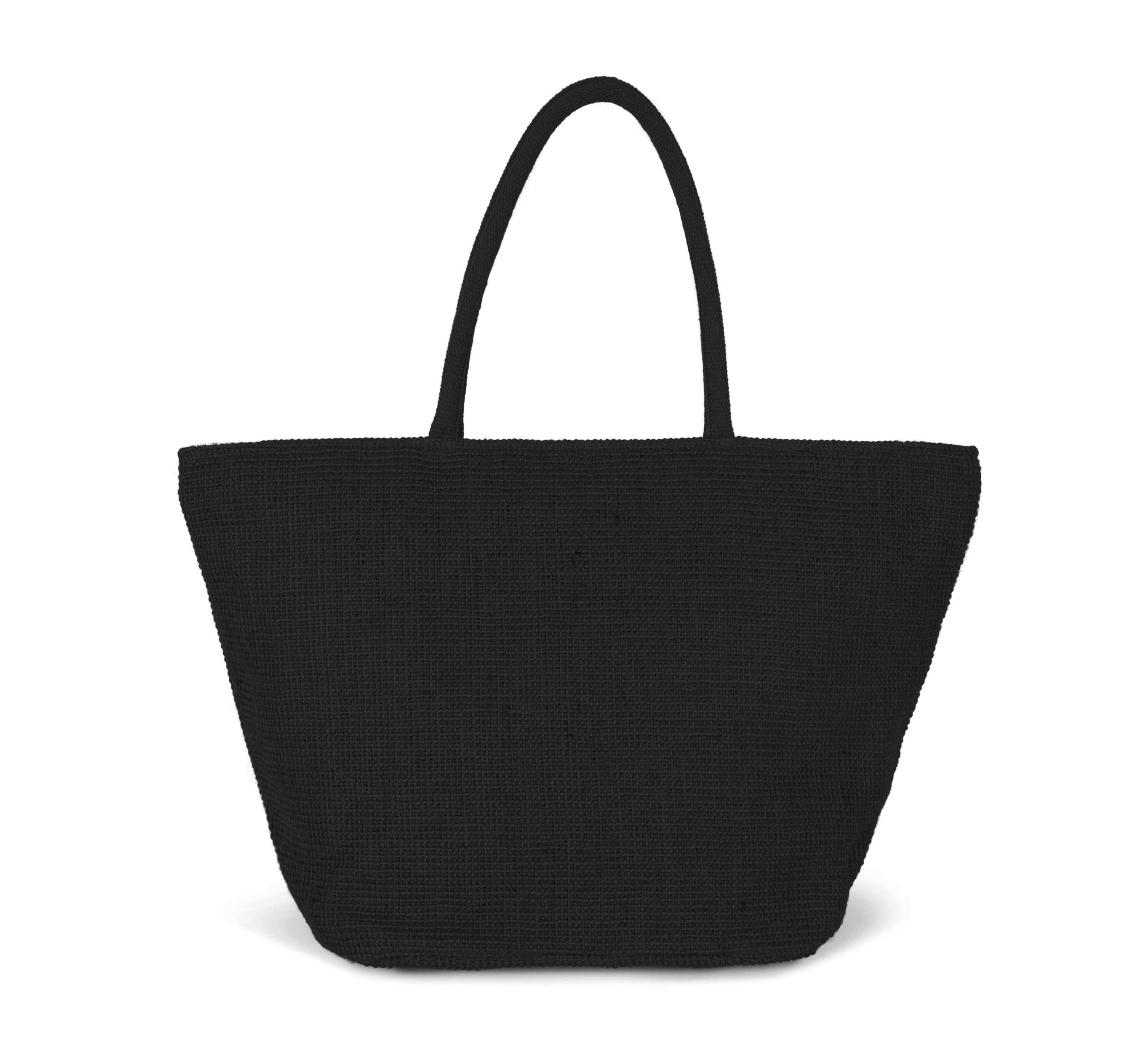 Bolsa de compras de hilos de yute tejidos, efecto de tejido de punto Black