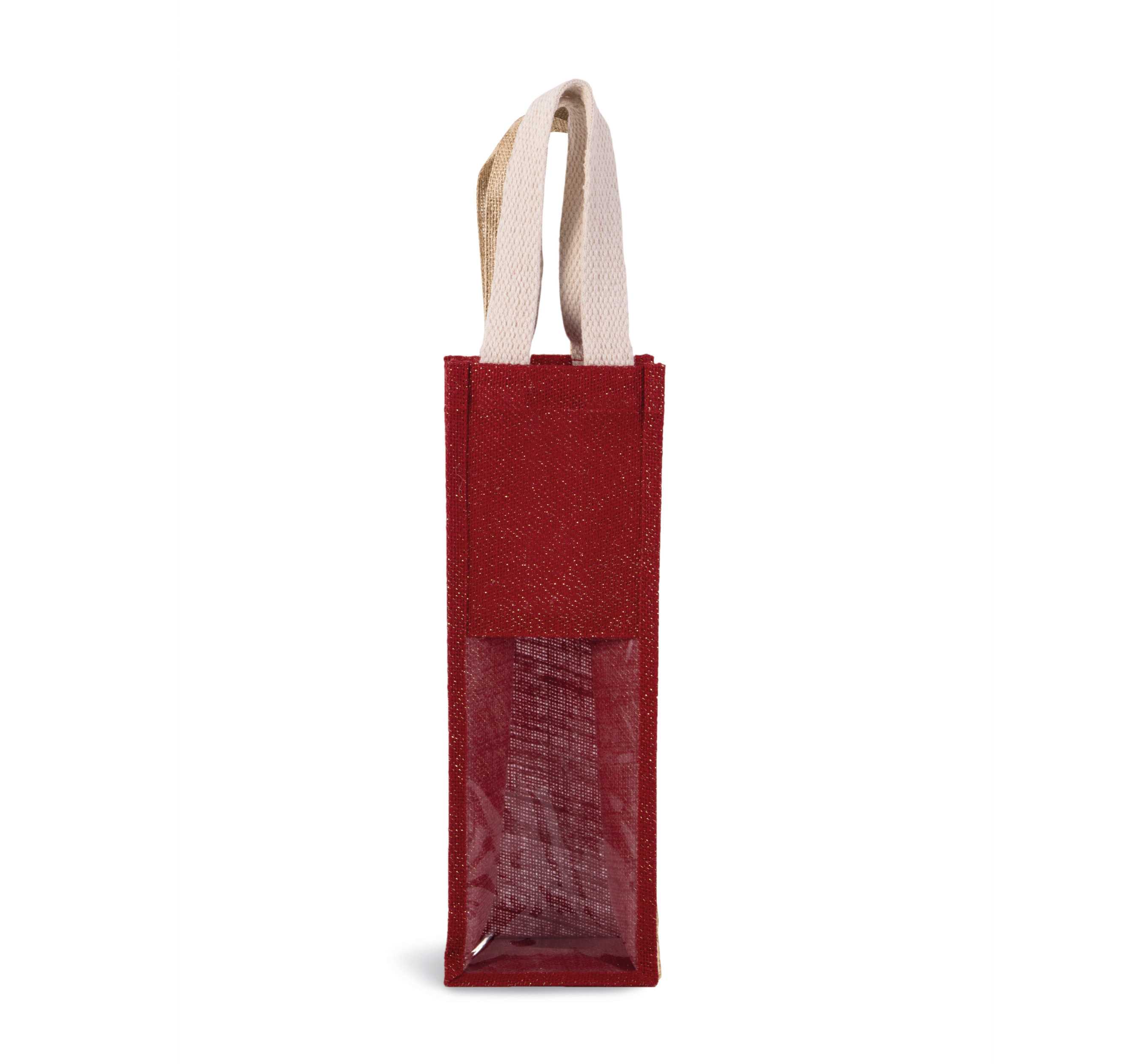 Bolsa de yute para botellas Cherry Red / Gold