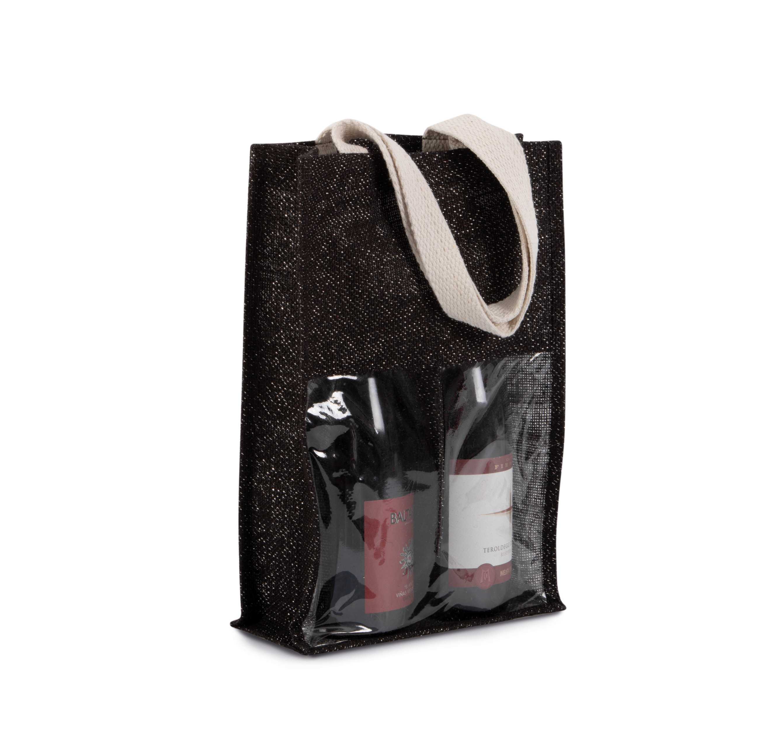 Bolsa de yute para botellas Black / Silver