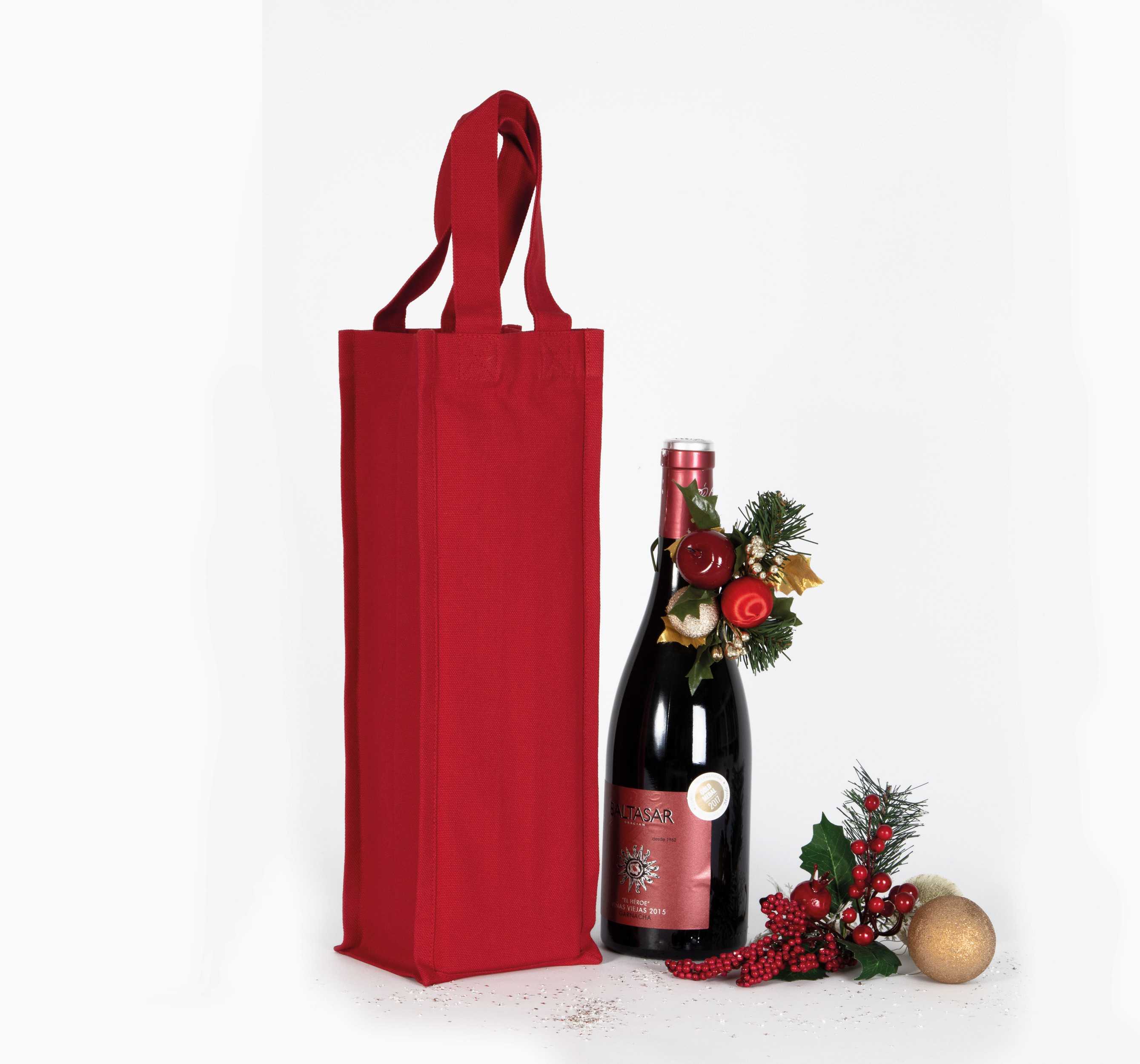 Bolsa para botella de algodón canvas Cherry Red